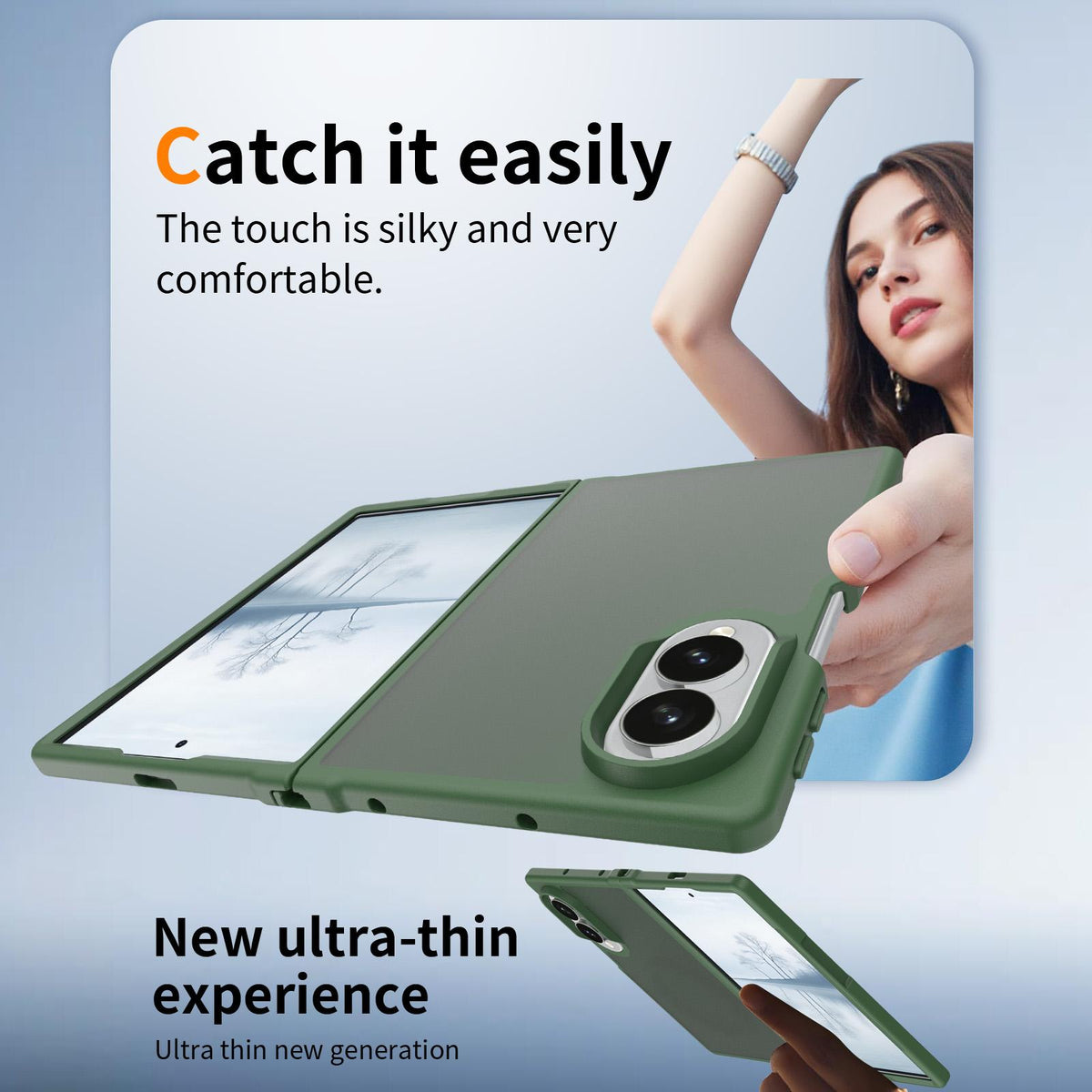For Galaxy Z Fold8 5G Skin Feel Contrast Color TPU Hybrid PC Phone Case - Dark Green - EDA009866801G