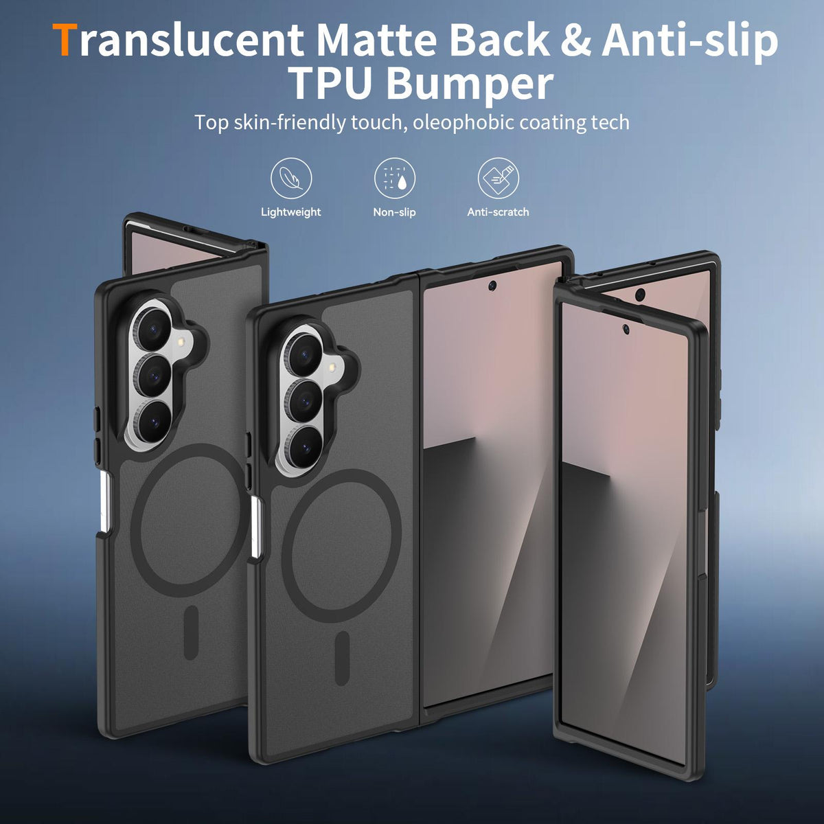 For Galaxy Z Fold8 Ultra 5G Skin Feel TPU Hybrid PC MagSafe Phone Case - Black - EDA009867102A