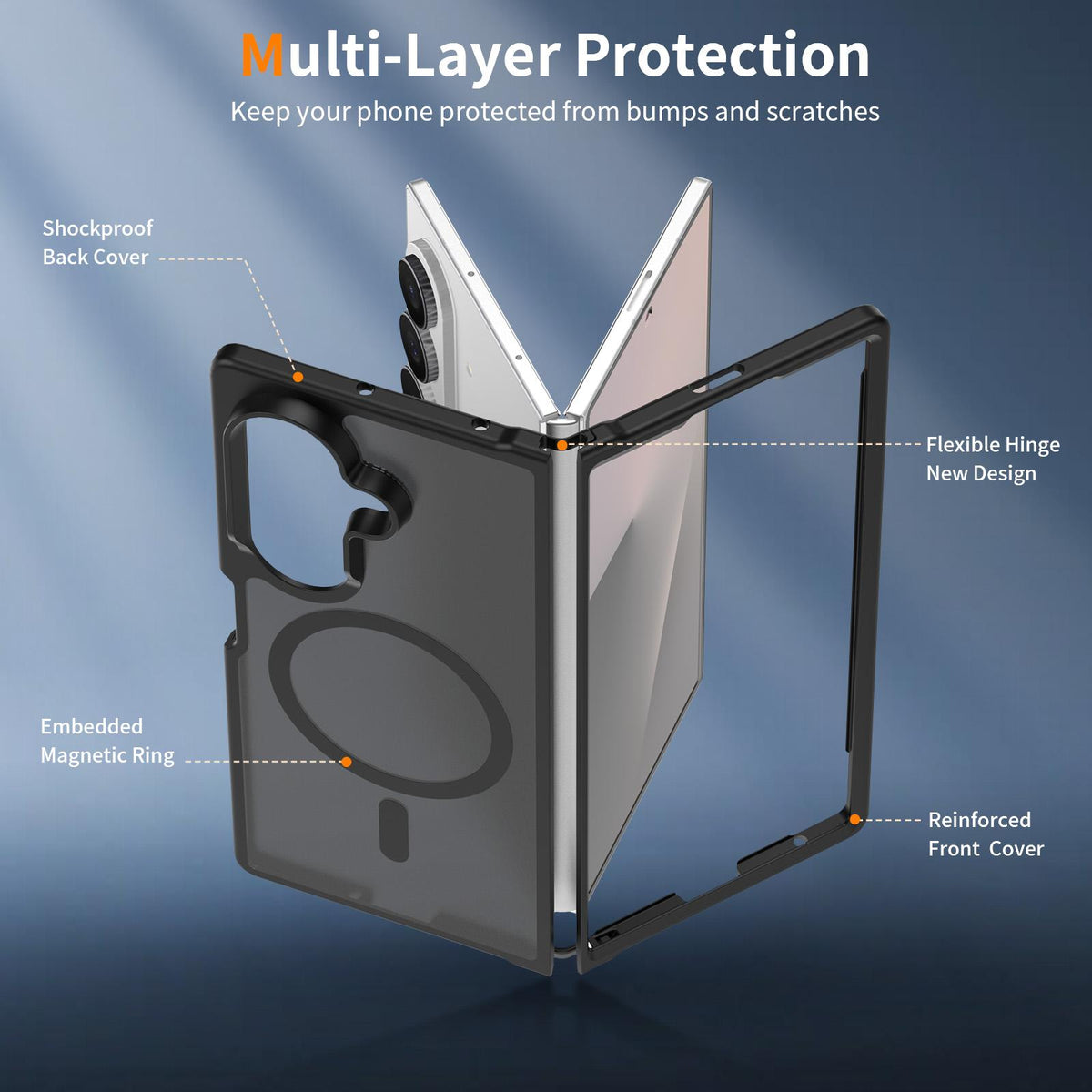 For Galaxy Z Fold8 Ultra 5G Skin Feel TPU Hybrid PC MagSafe Phone Case - Black - EDA009867102A