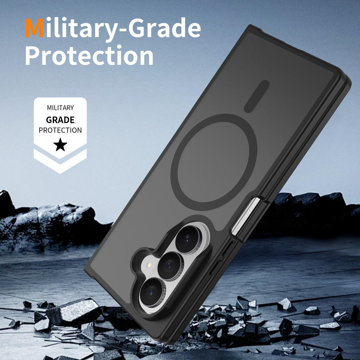 For Galaxy Z Fold8 Ultra 5G Skin Feel TPU Hybrid PC MagSafe Phone Case - Black - EDA009867102A