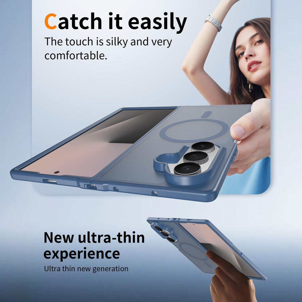 For Galaxy Z Fold8 Ultra 5G Skin Feel TPU Hybrid PC MagSafe Phone Case - Blue - EDA009867102B