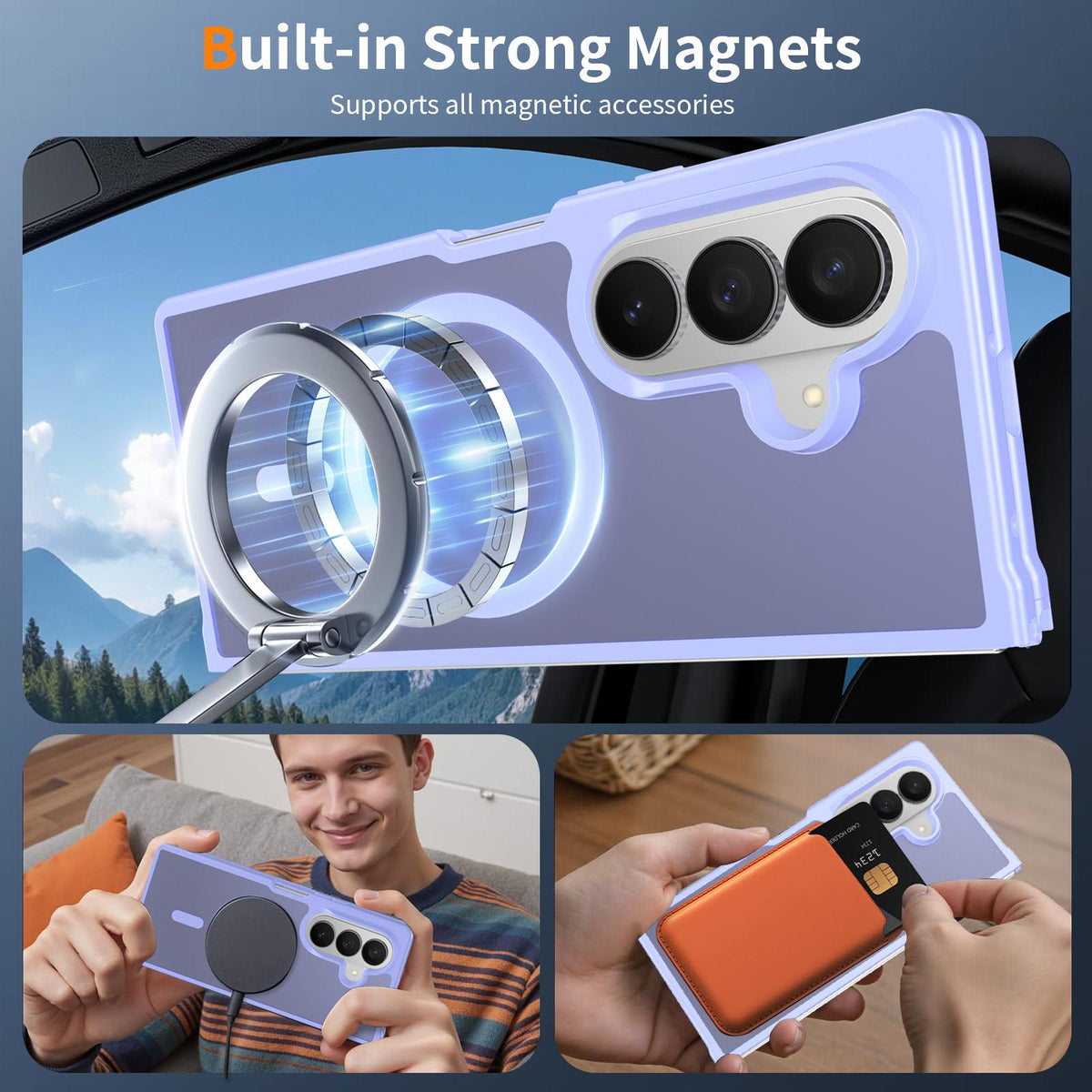 For Galaxy Z Fold8 Ultra 5G Skin Feel TPU Hybrid PC MagSafe Phone Case - Purple - EDA009867102D
