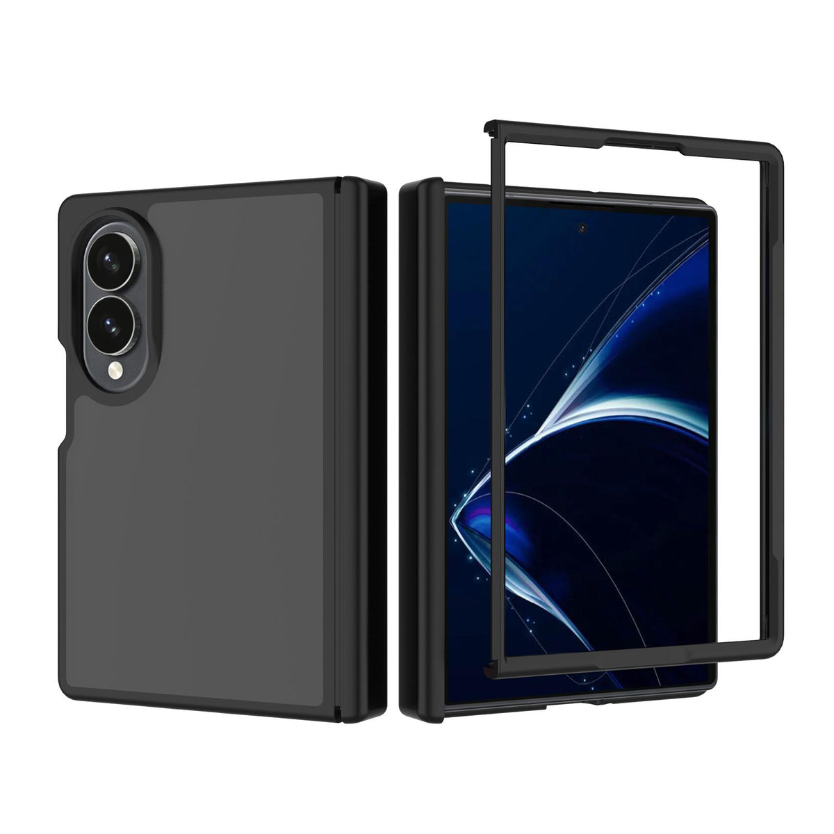 For Galaxy Z Fold8 5G Skin Feel Contrast Color TPU Hybrid PC Phone Case with Hinge Cover - Black - EDA009867501A