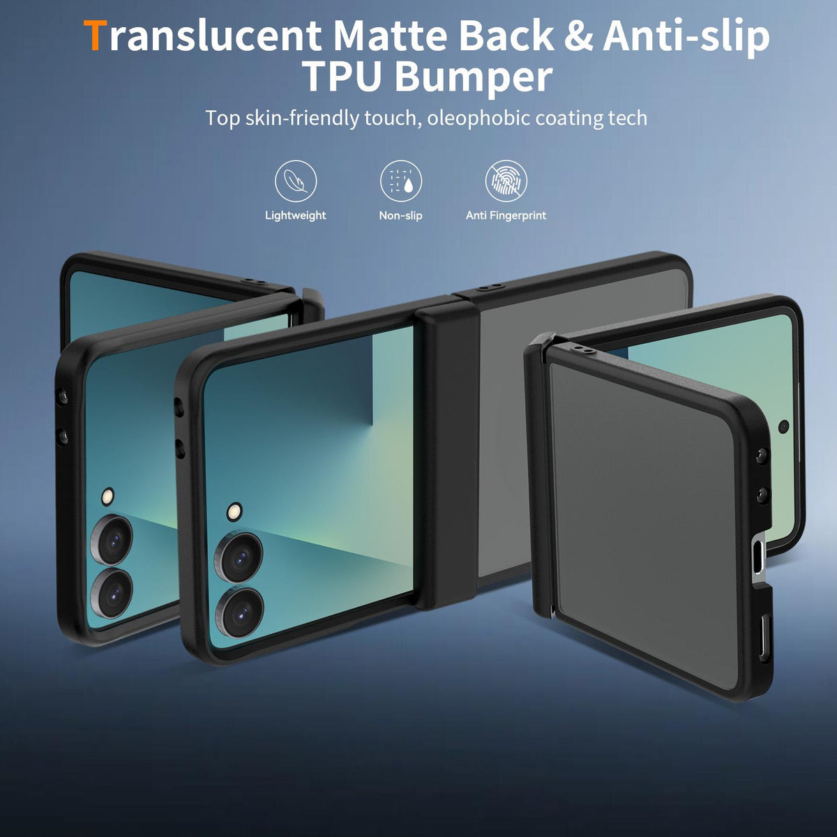 For Galaxy Z Flip8 5G Skin Feel Contrast Color TPU Hybrid PC Phone Case with Hinge Cover - Black - EDA009867503A