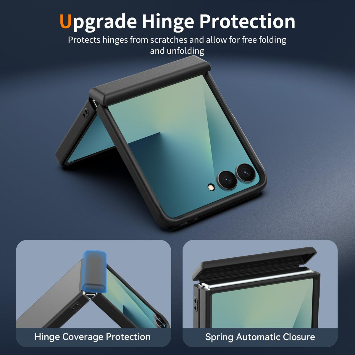 For Galaxy Z Flip8 5G Skin Feel Contrast Color TPU Hybrid PC Phone Case with Hinge Cover - Black - EDA009867503A