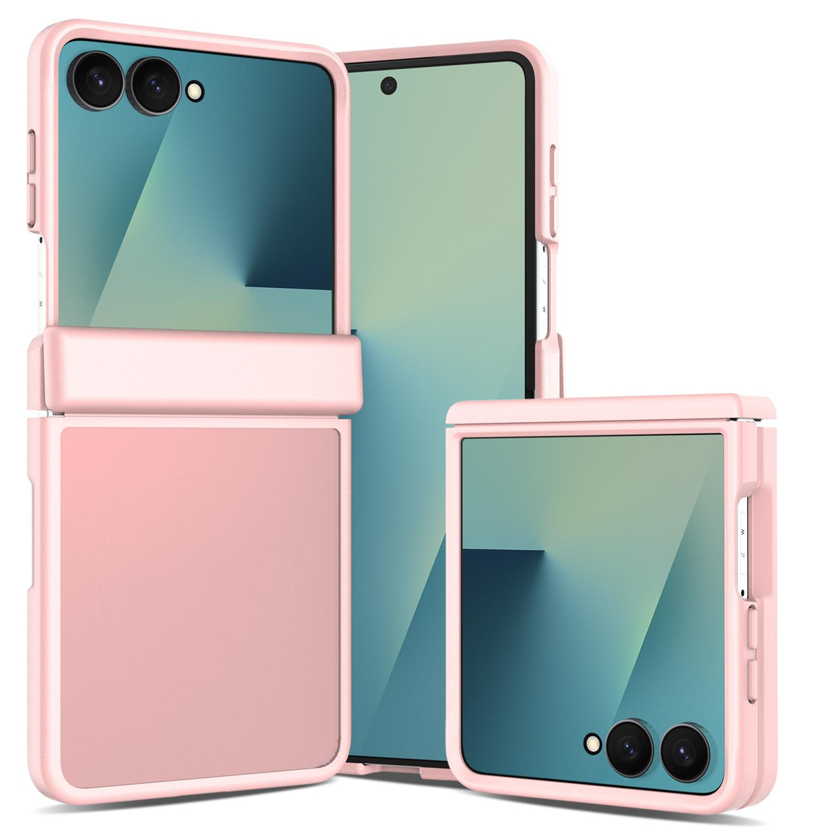 For Galaxy Z Flip8 5G Skin Feel Contrast Color TPU Hybrid PC Phone Case with Hinge Cover - Pink - EDA009867503C