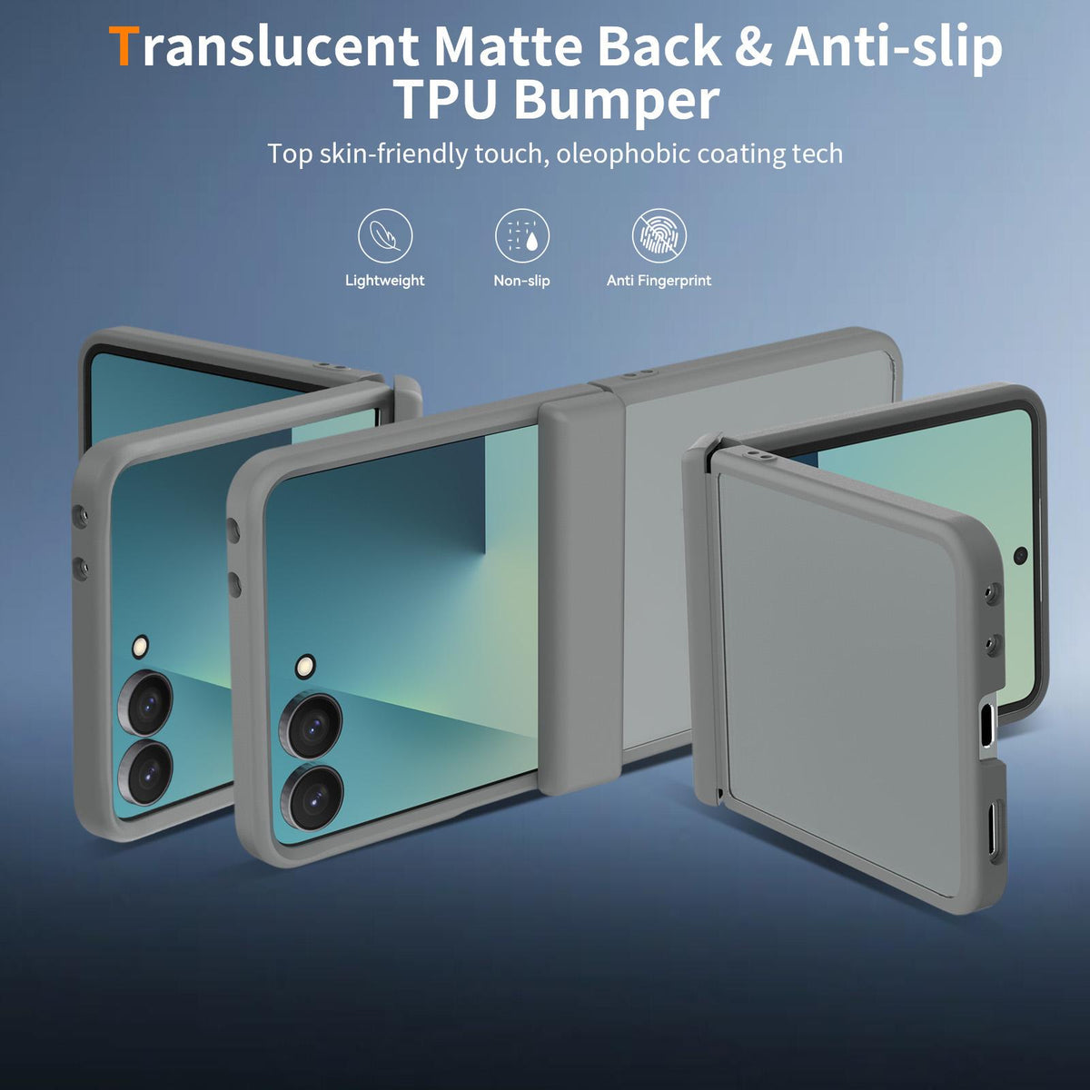 For Galaxy Z Flip8 5G Skin Feel Contrast Color TPU Hybrid PC Phone Case with Hinge Cover - Dark Grey - EDA009867503E