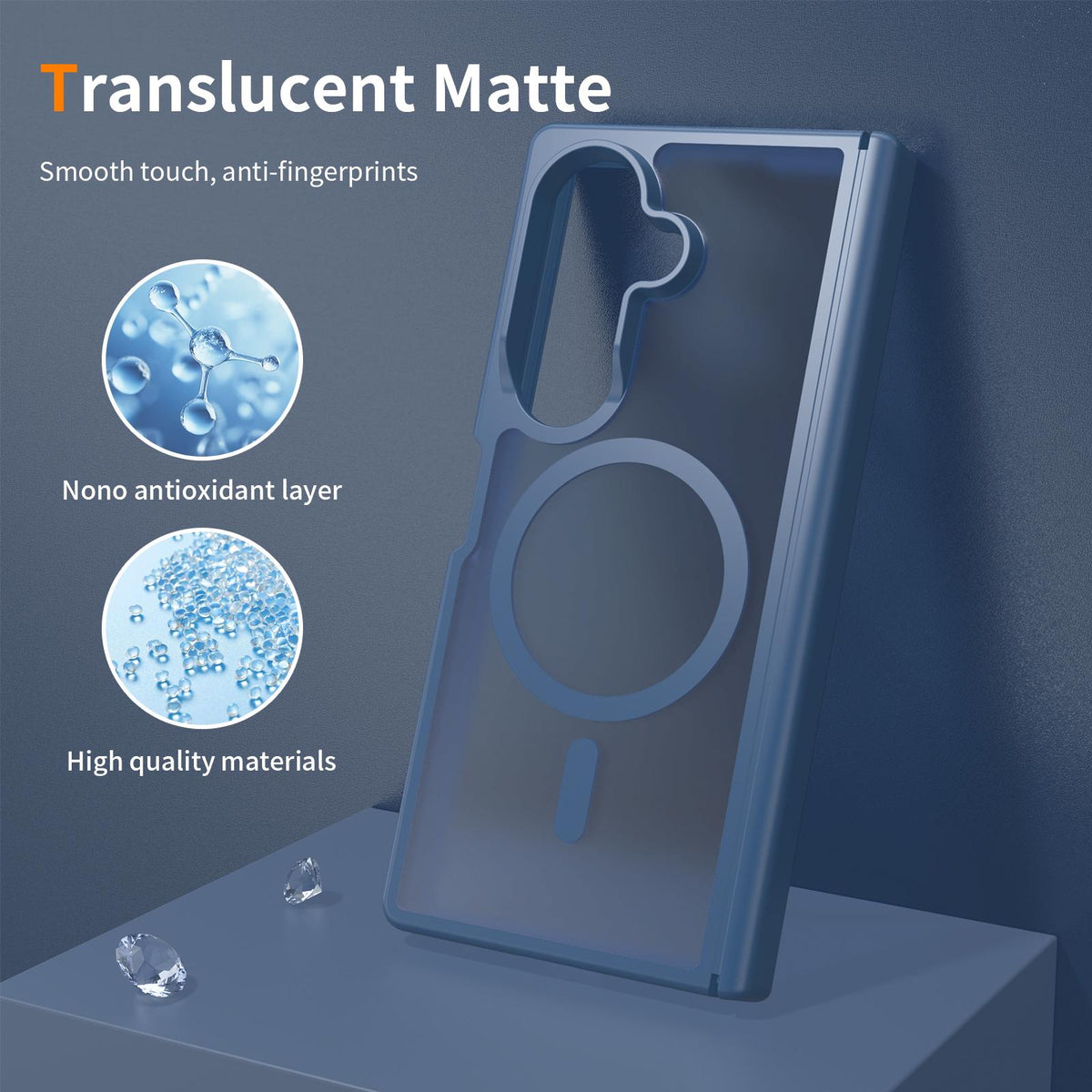 For Galaxy Z Fold8 Ultra 5G Skin Feel TPU Hybrid PC Magnetic Phone Case with Hinge Cover - Blue - EDA009867902B