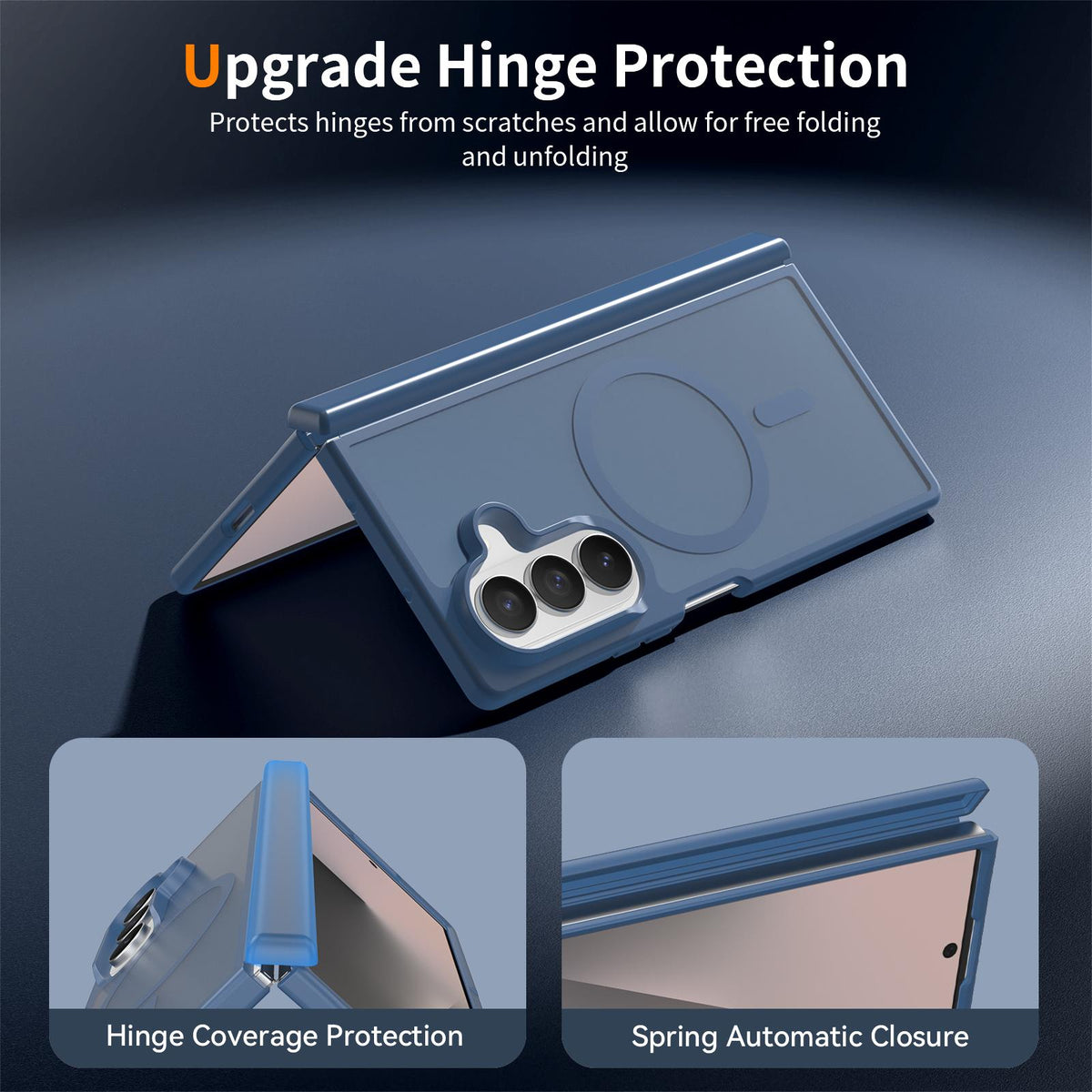 For Galaxy Z Fold8 Ultra 5G Skin Feel TPU Hybrid PC Magnetic Phone Case with Hinge Cover - Blue - EDA009867902B