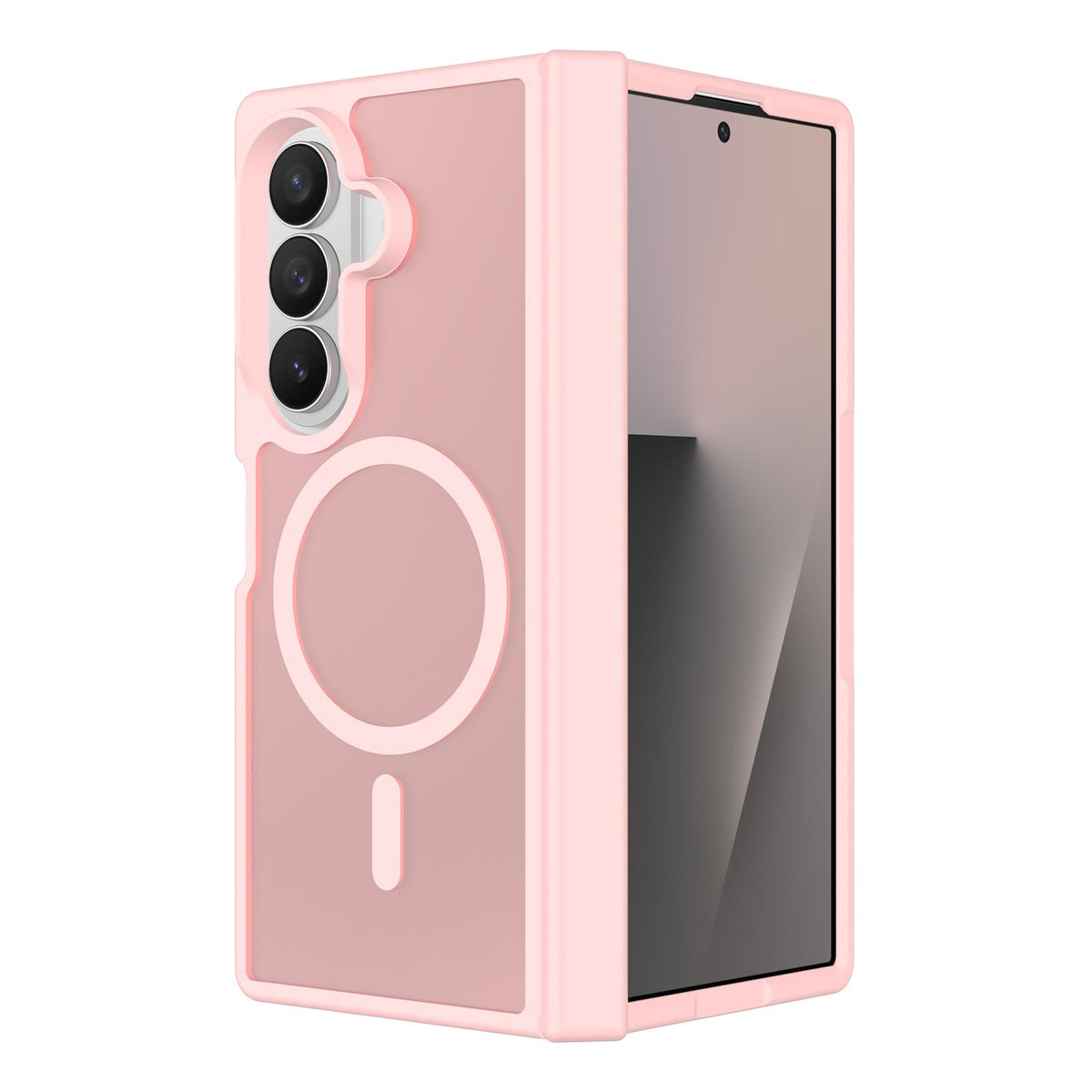 For Galaxy Z Fold8 Ultra 5G Skin Feel TPU Hybrid PC Magnetic Phone Case with Hinge Cover - Pink - EDA009867902C