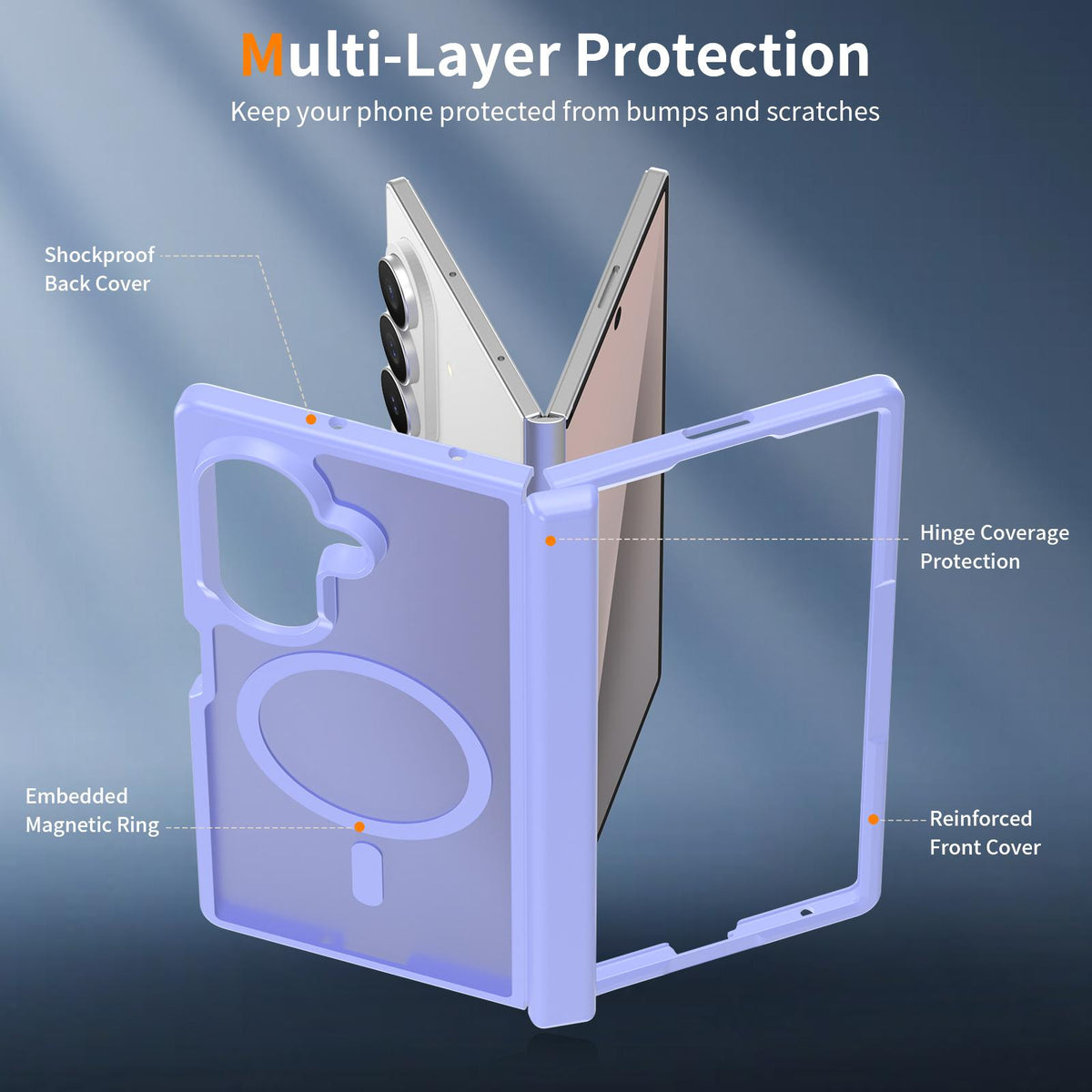 For Galaxy Z Fold8 Ultra 5G Skin Feel TPU Hybrid PC Magnetic Phone Case with Hinge Cover - Purple - EDA009867902D