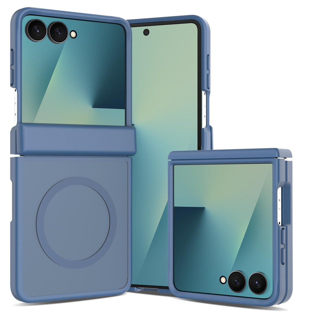 For Galaxy Z Flip8 5G Skin Feel TPU Hybrid PC Magnetic Phone Case with Hinge Cover - Blue - EDA009867903B