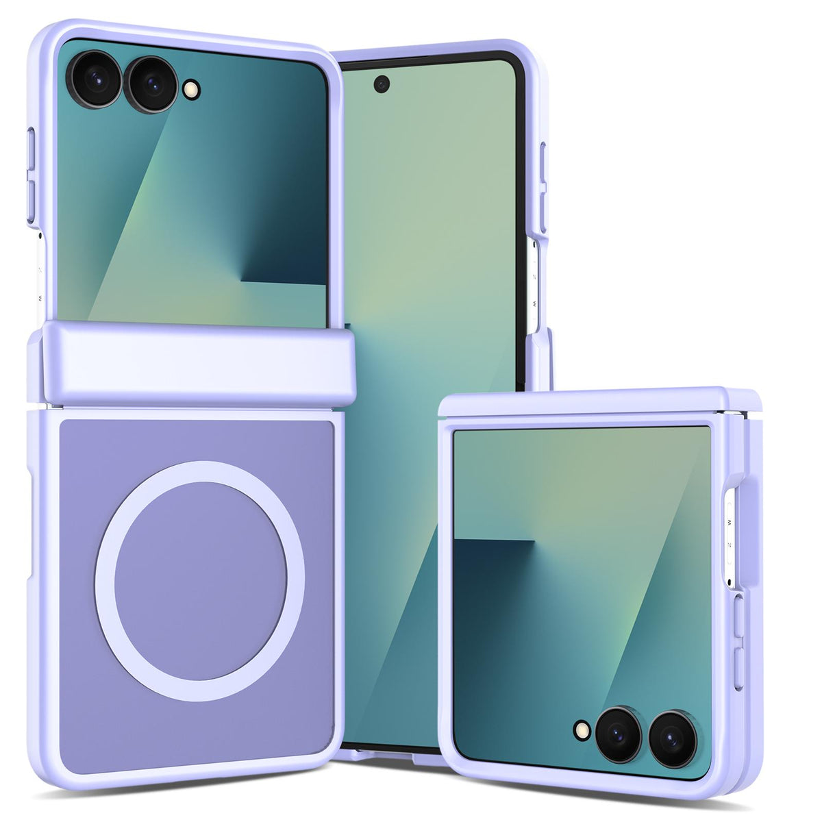 For Galaxy Z Flip8 5G Skin Feel TPU Hybrid PC Magnetic Phone Case with Hinge Cover - Purple - EDA009867903D