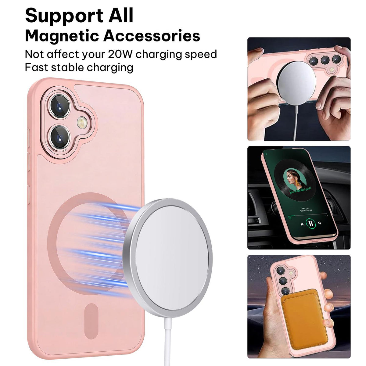 For Galaxy A06 5G XDcase Skin Feel Magnetic Frosted Phone Case with Lens Film - Pink - EDA009873201A