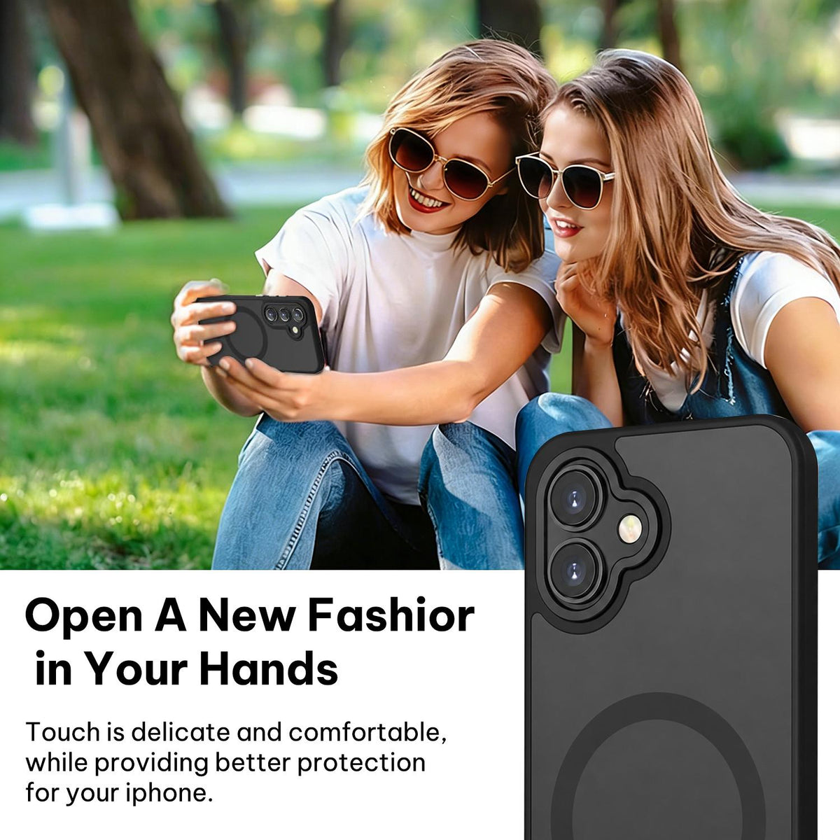 For Galaxy A06 5G XDcase Skin Feel Magnetic Frosted Phone Case with Lens Film - Black - EDA009873201B
