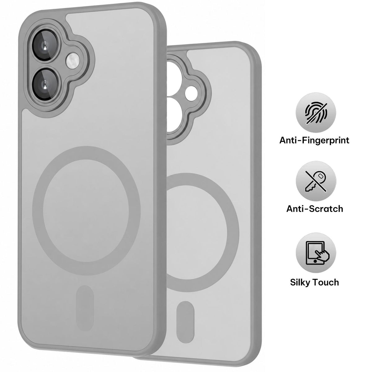 For Galaxy A06 5G XDcase Skin Feel Magnetic Frosted Phone Case with Lens Film - Grey - EDA009873201C