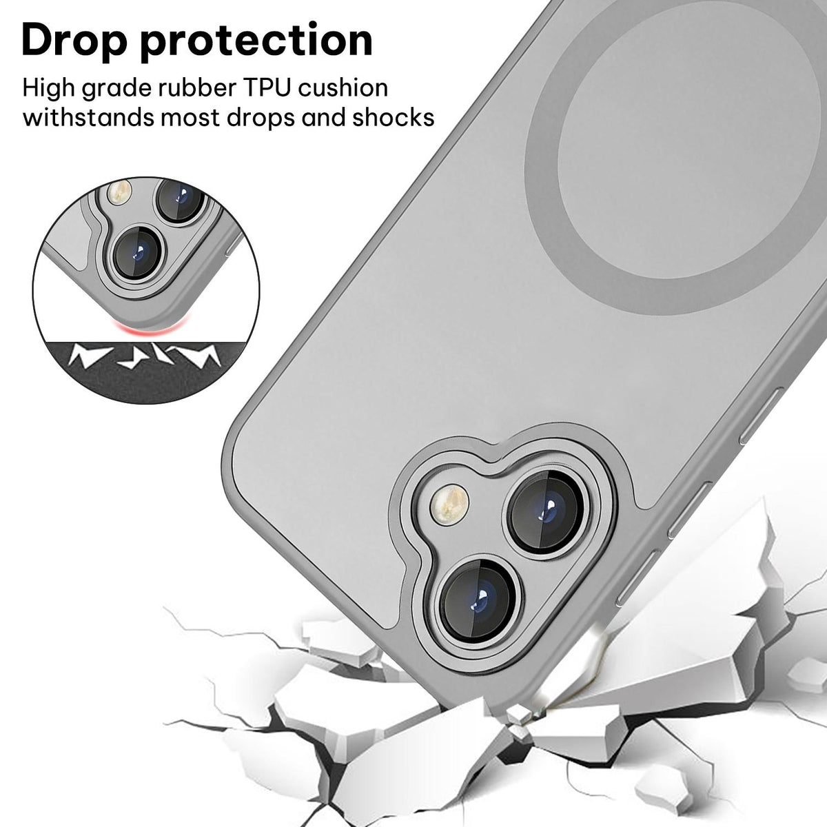 For Galaxy A06 5G XDcase Skin Feel Magnetic Frosted Phone Case with Lens Film - Grey - EDA009873201C