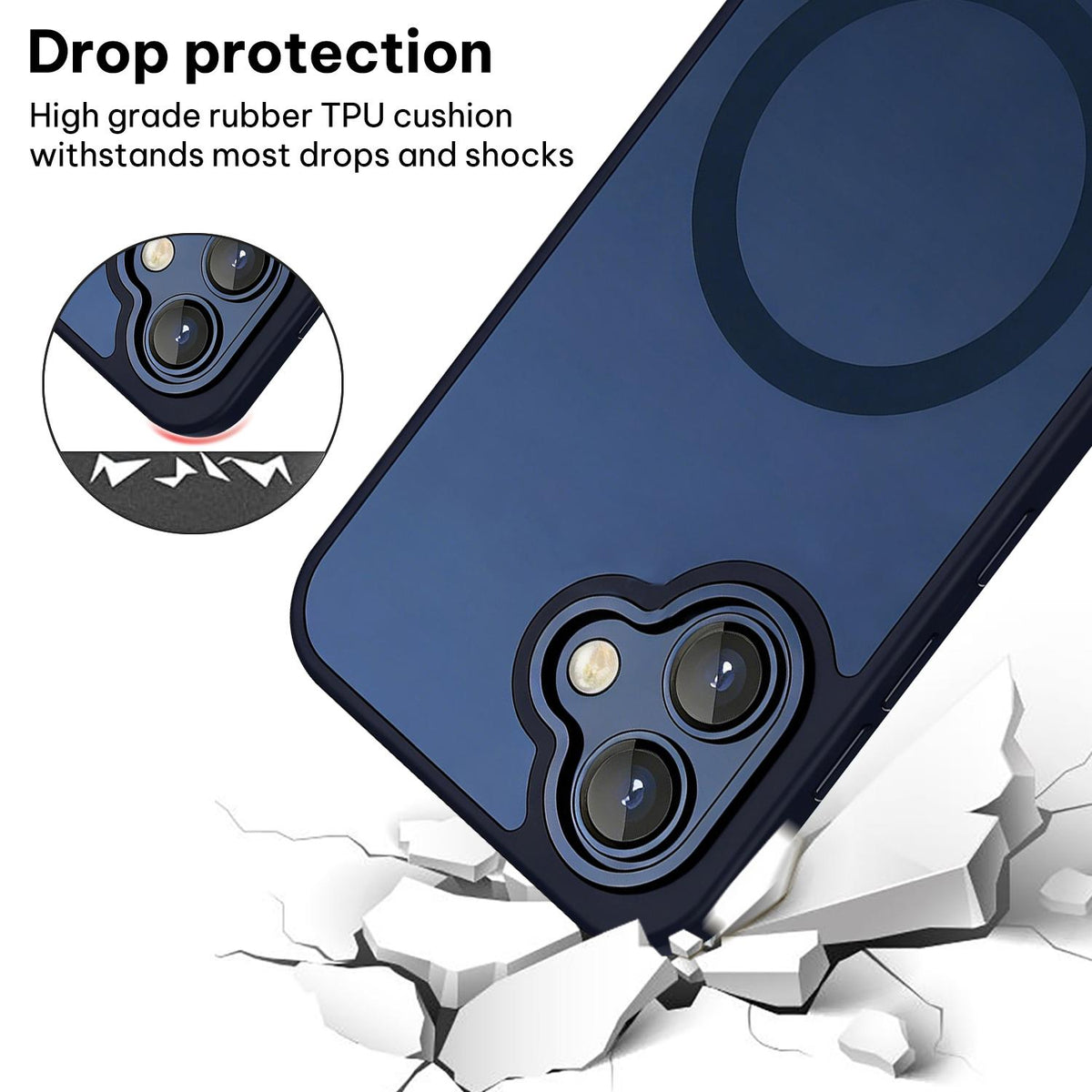 For Galaxy A06 5G XDcase Skin Feel Magnetic Frosted Phone Case with Lens Film - Dark Blue - EDA009873201D