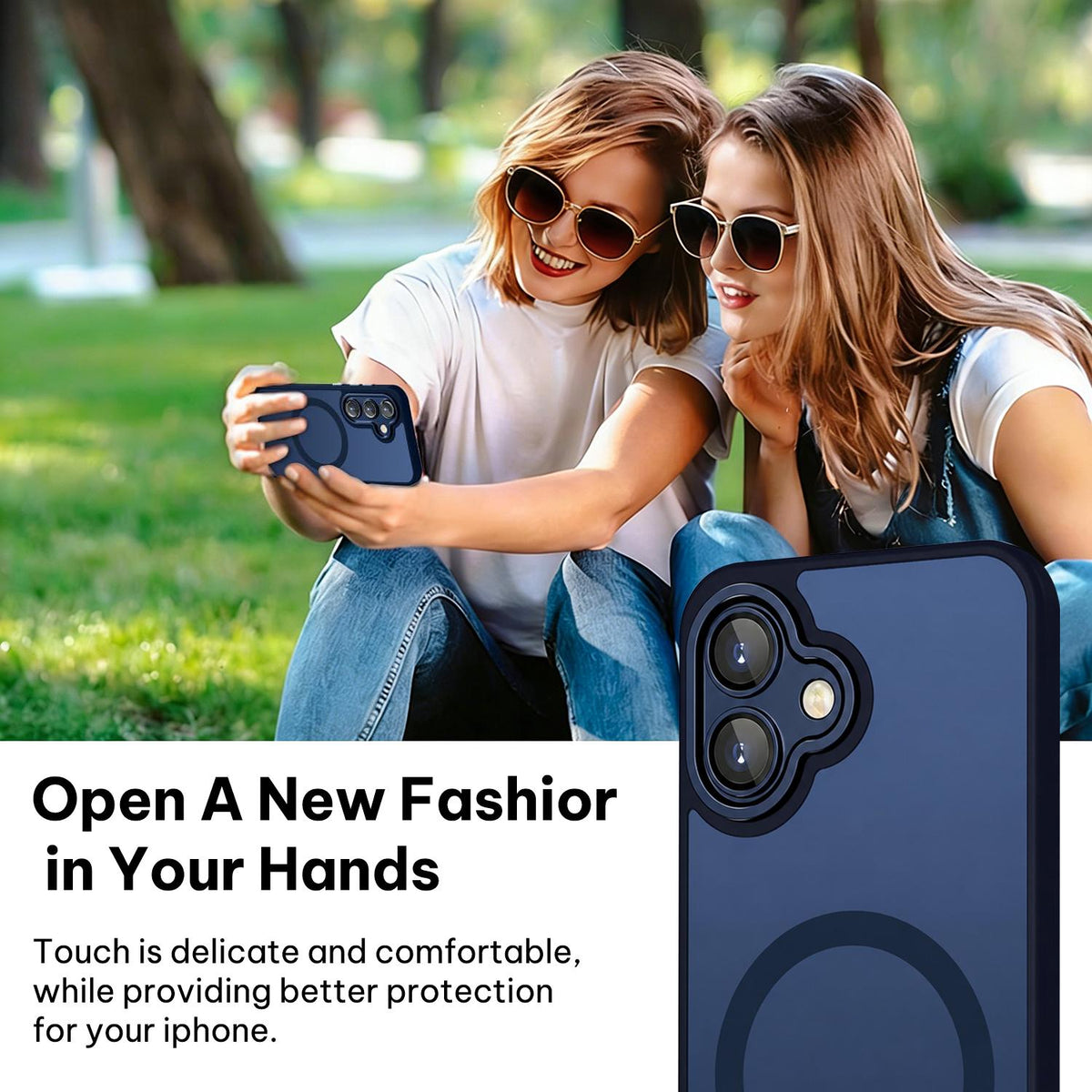 For Galaxy A06 5G XDcase Skin Feel Magnetic Frosted Phone Case with Lens Film - Dark Blue - EDA009873201D