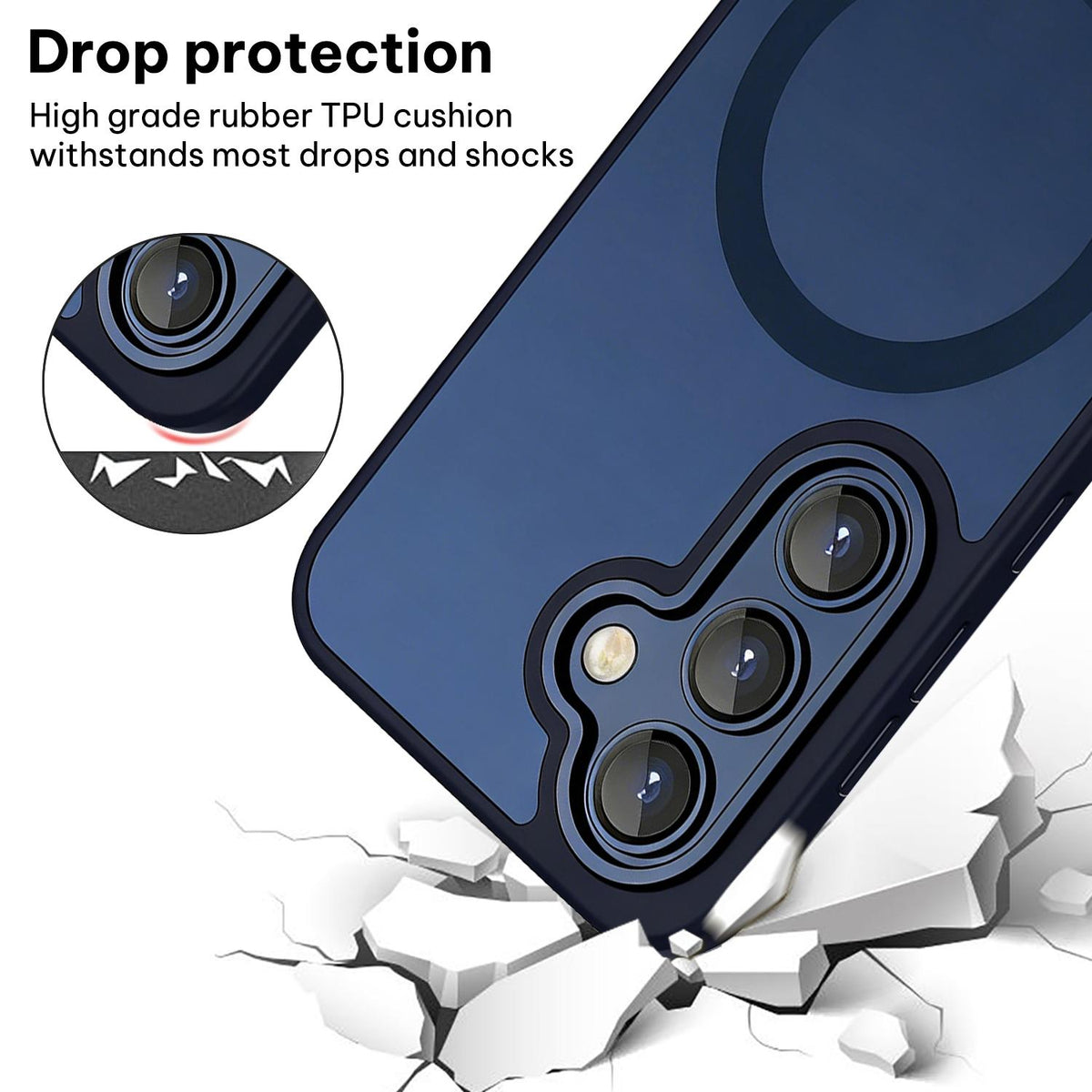 For Galaxy A35 5G XDcase Skin Feel Magnetic Frosted Phone Case with Lens Film - Dark Blue - EDA009873207D