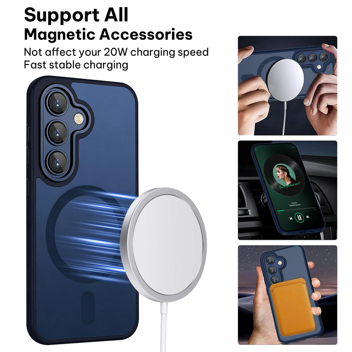 For Galaxy A35 5G XDcase Skin Feel Magnetic Frosted Phone Case with Lens Film - Dark Blue - EDA009873207D