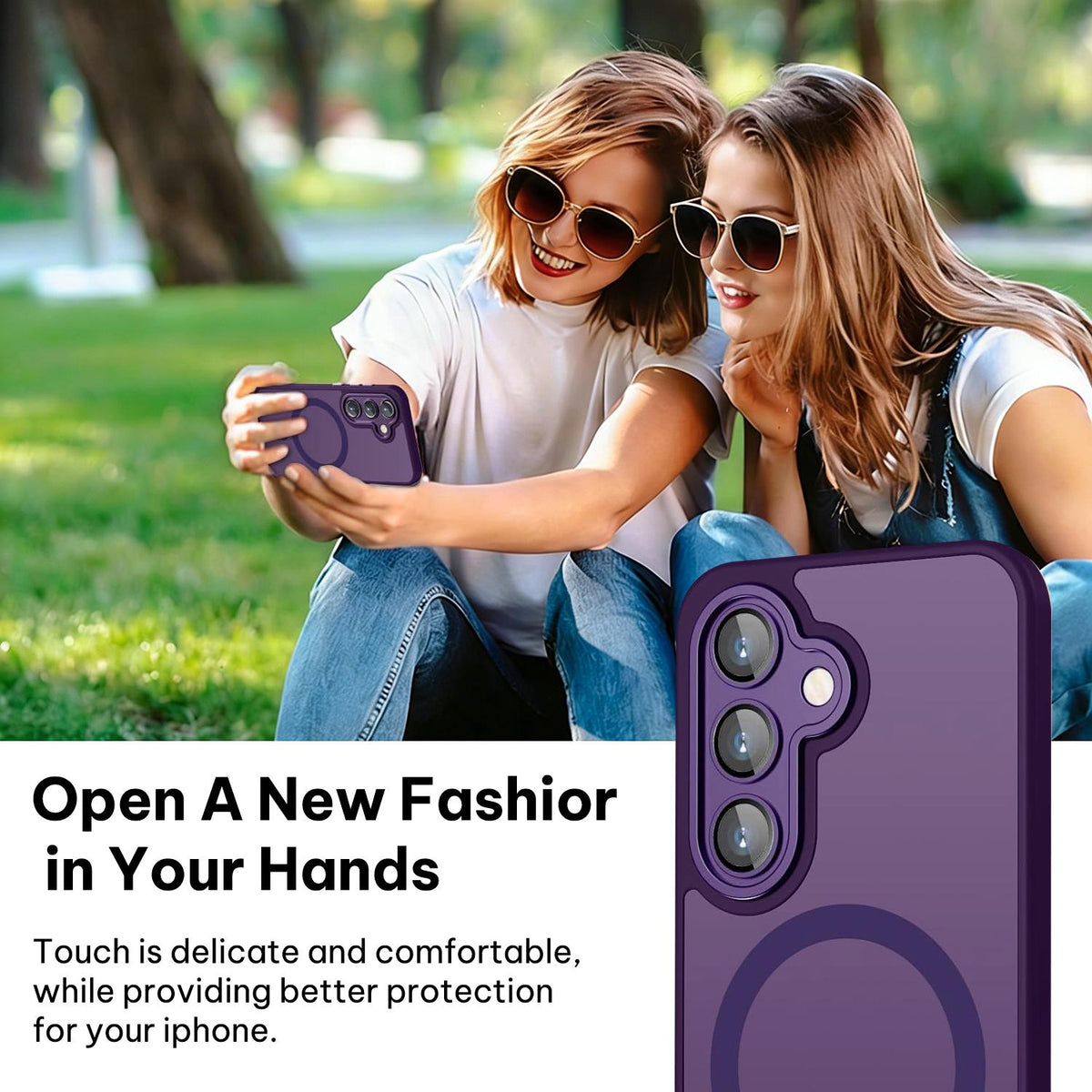 For Galaxy A35 5G XDcase Skin Feel Magnetic Frosted Phone Case with Lens Film - Purple - EDA009873207E