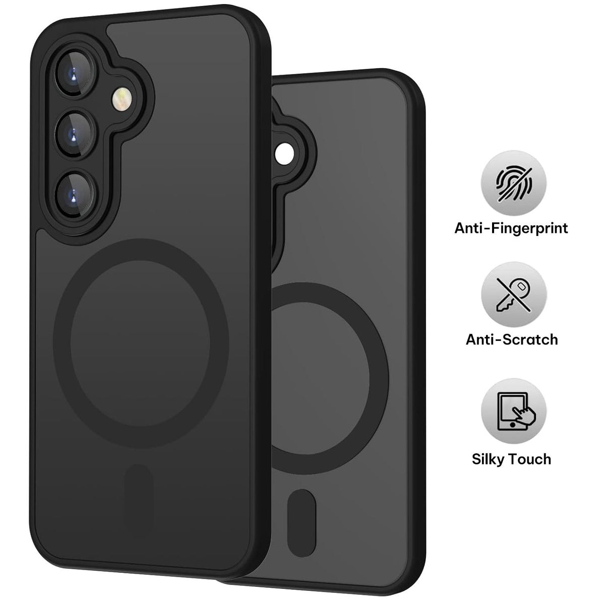 For Galaxy A36 5G XDcase Skin Feel Magnetic Frosted Phone Case with Lens Film - Black - EDA009873208B