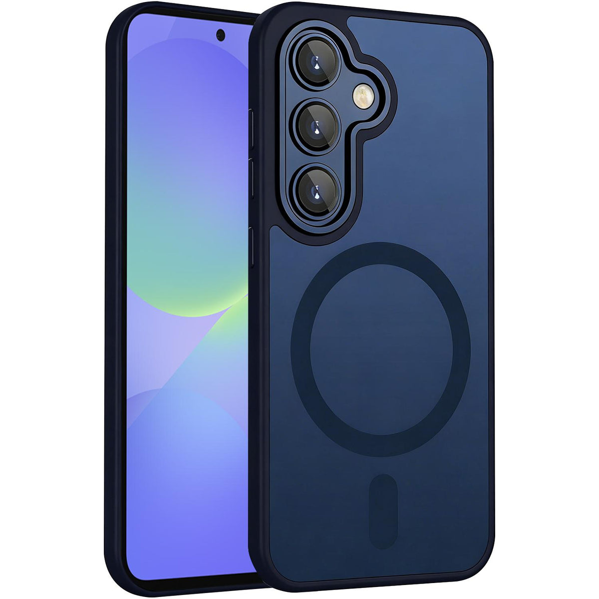 For Galaxy A36 5G XDcase Skin Feel Magnetic Frosted Phone Case with Lens Film - Dark Blue - EDA009873208D