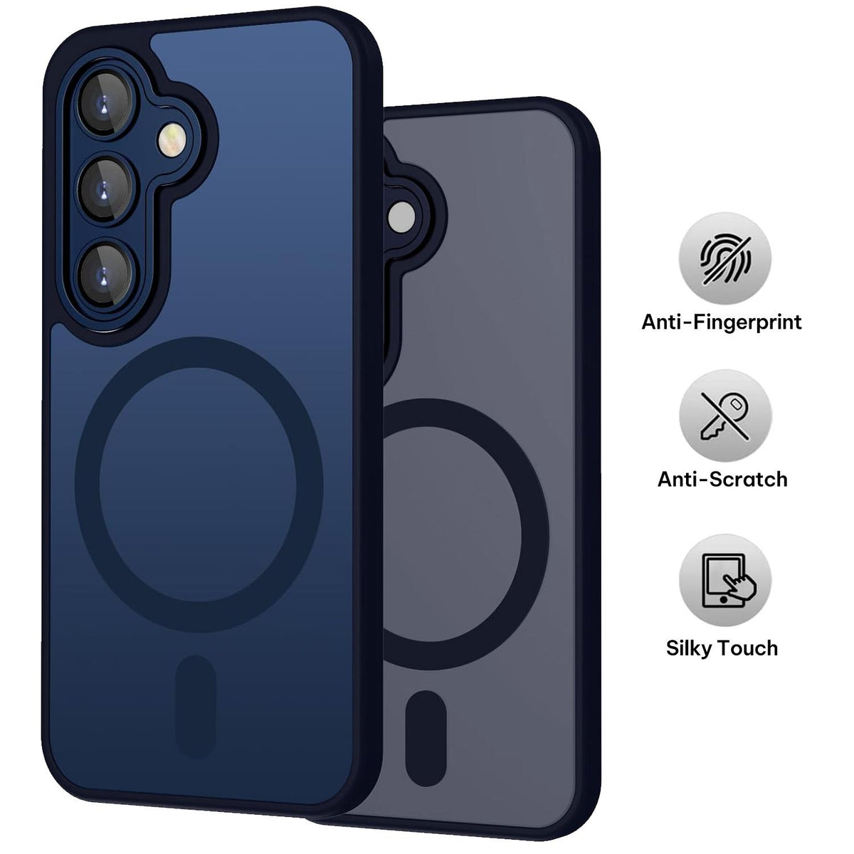 For Galaxy A36 5G XDcase Skin Feel Magnetic Frosted Phone Case with Lens Film - Dark Blue - EDA009873208D