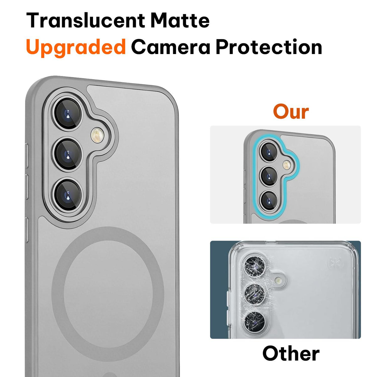 For Galaxy A55 5G XDcase Skin Feel Magnetic Frosted Phone Case with Lens Film - Grey - EDA009873210C