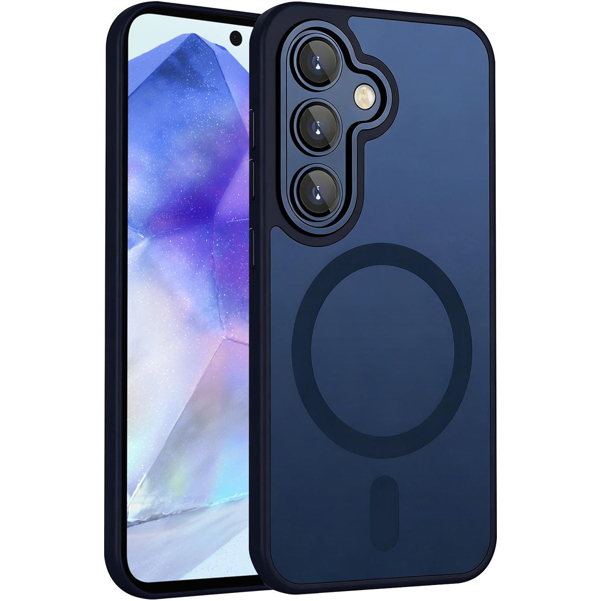 For Galaxy A55 5G XDcase Skin Feel Magnetic Frosted Phone Case with Lens Film - Dark Blue - EDA009873210D