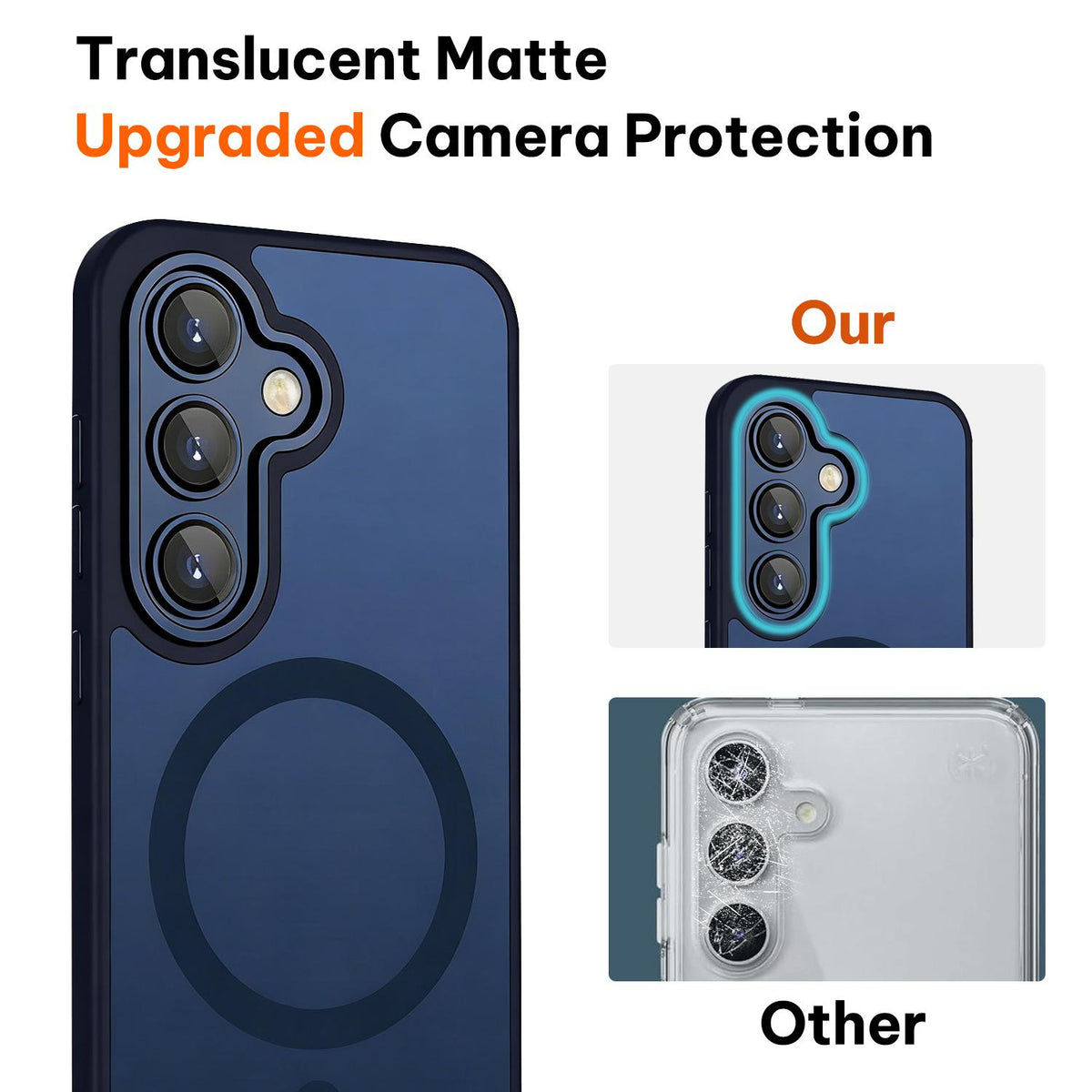For Galaxy A55 5G XDcase Skin Feel Magnetic Frosted Phone Case with Lens Film - Dark Blue - EDA009873210D