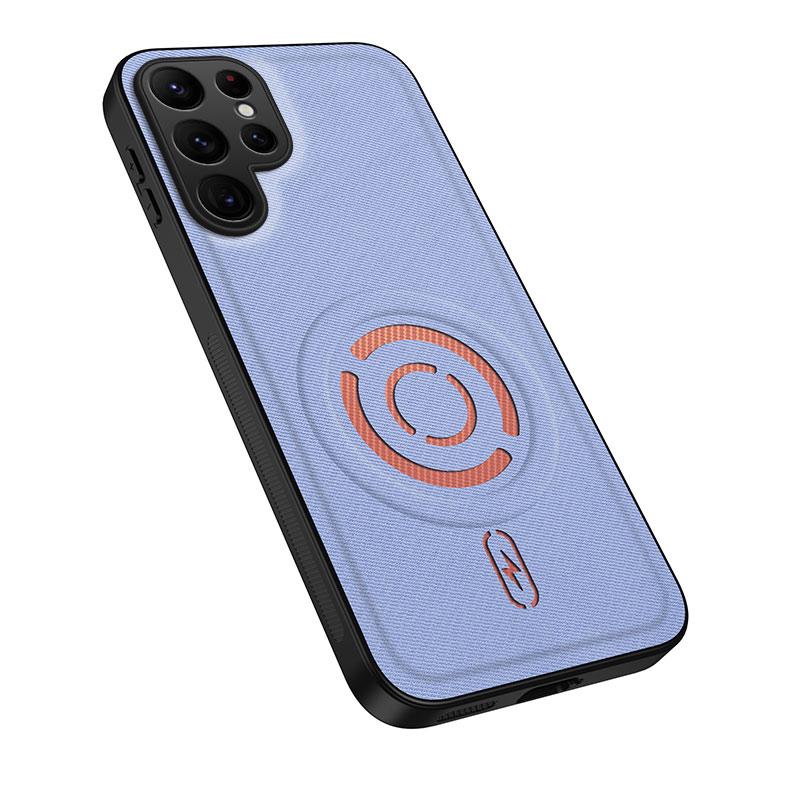 For Galaxy S25 Ultra 5G WANLONFENG Tech Fabric Texture Magnetic PC Hybrid TPU Phone Case - Blue - EDA009881808D