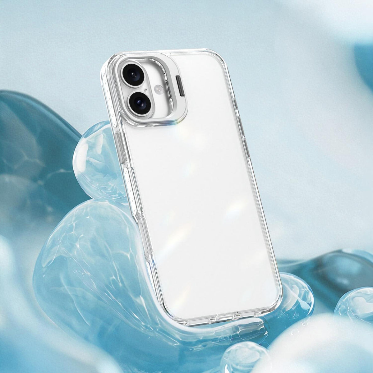 For iPhone 16 Lens Frame Holder Acrylic TPU Phone Case - Transparent - EDA009890910D