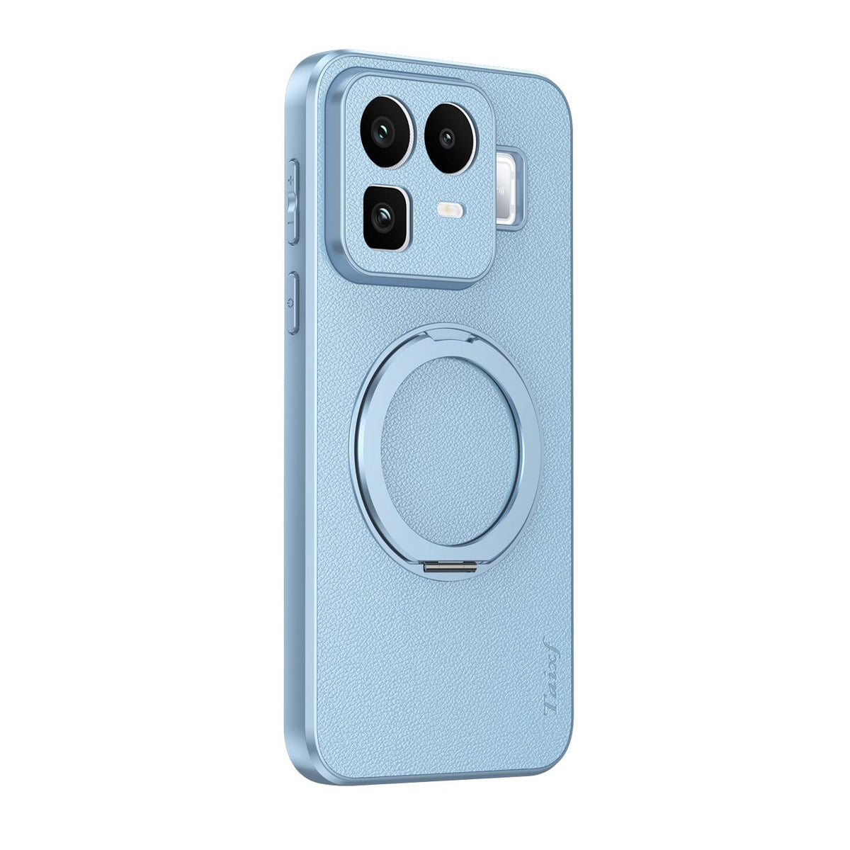 For Realme Neo8 5G Goatskin Vegan Leather Magnetic Phone Case With 360 Degree Rotating Holder - Blue - EDA009891301C