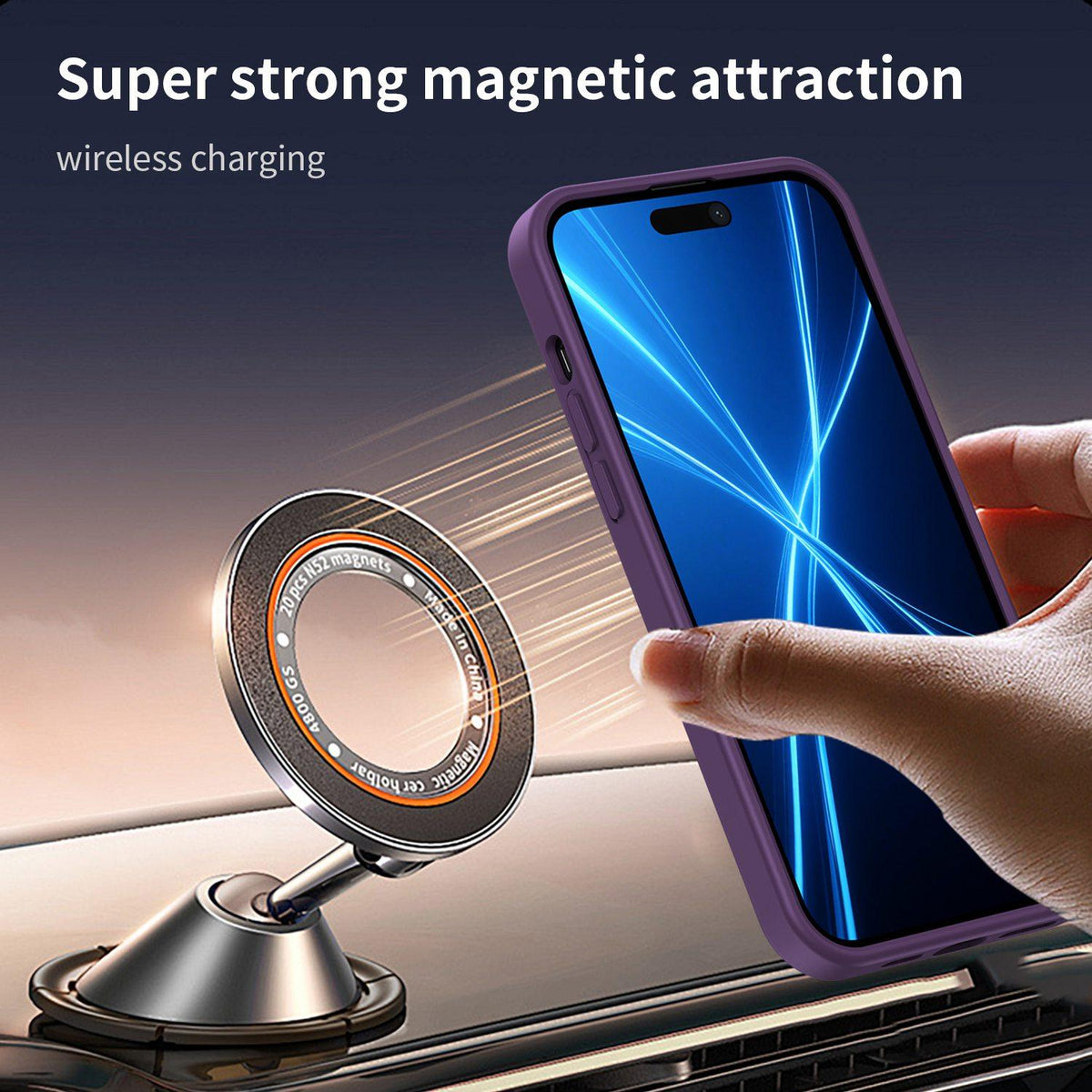 For iPhone 14 Plus Fanying Series Precision Camera Hole PC Hybrid TPU Translucent Frosted Magnetic Phone Case - Crystal Purple - EDA009893305B