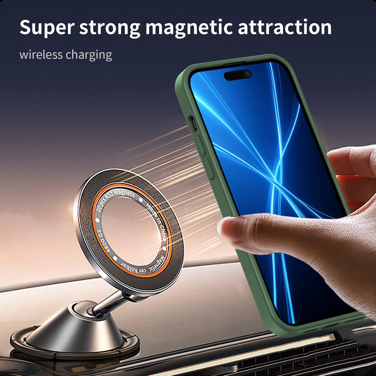For iPhone 14 Plus Fanying Series Precision Camera Hole PC Hybrid TPU Translucent Frosted Magnetic Phone Case - Olive Green - EDA009893305D