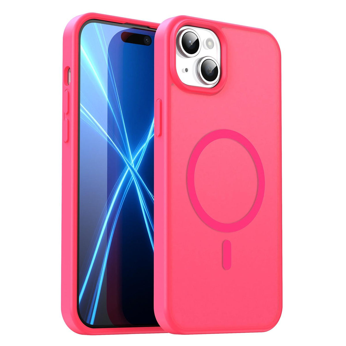 For iPhone 14 Plus Fanying Series Precision Camera Hole PC Hybrid TPU Translucent Frosted Magnetic Phone Case - Rose Red - EDA009893305E