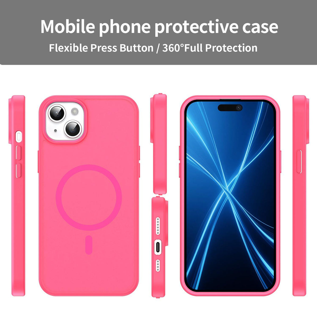 For iPhone 14 Plus Fanying Series Precision Camera Hole PC Hybrid TPU Translucent Frosted Magnetic Phone Case - Rose Red - EDA009893305E