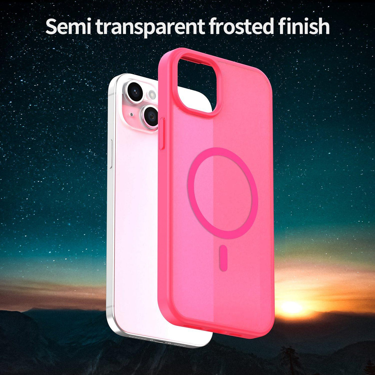 For iPhone 14 Plus Fanying Series Precision Camera Hole PC Hybrid TPU Translucent Frosted Magnetic Phone Case - Rose Red - EDA009893305E
