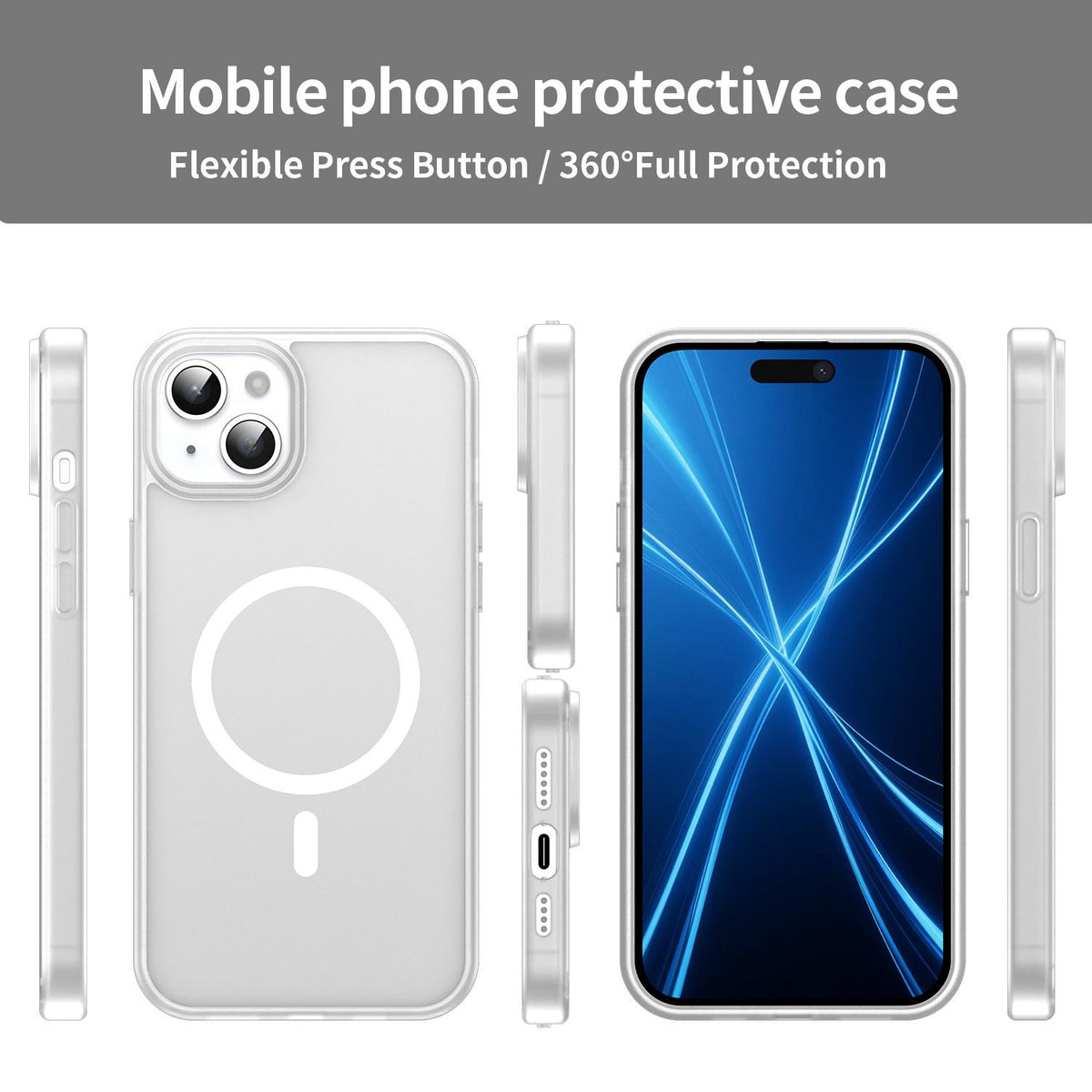 For iPhone 14 Plus Fanying Series Precision Camera Hole PC Hybrid TPU Translucent Frosted Magnetic Phone Case - Matte White - EDA009893305J