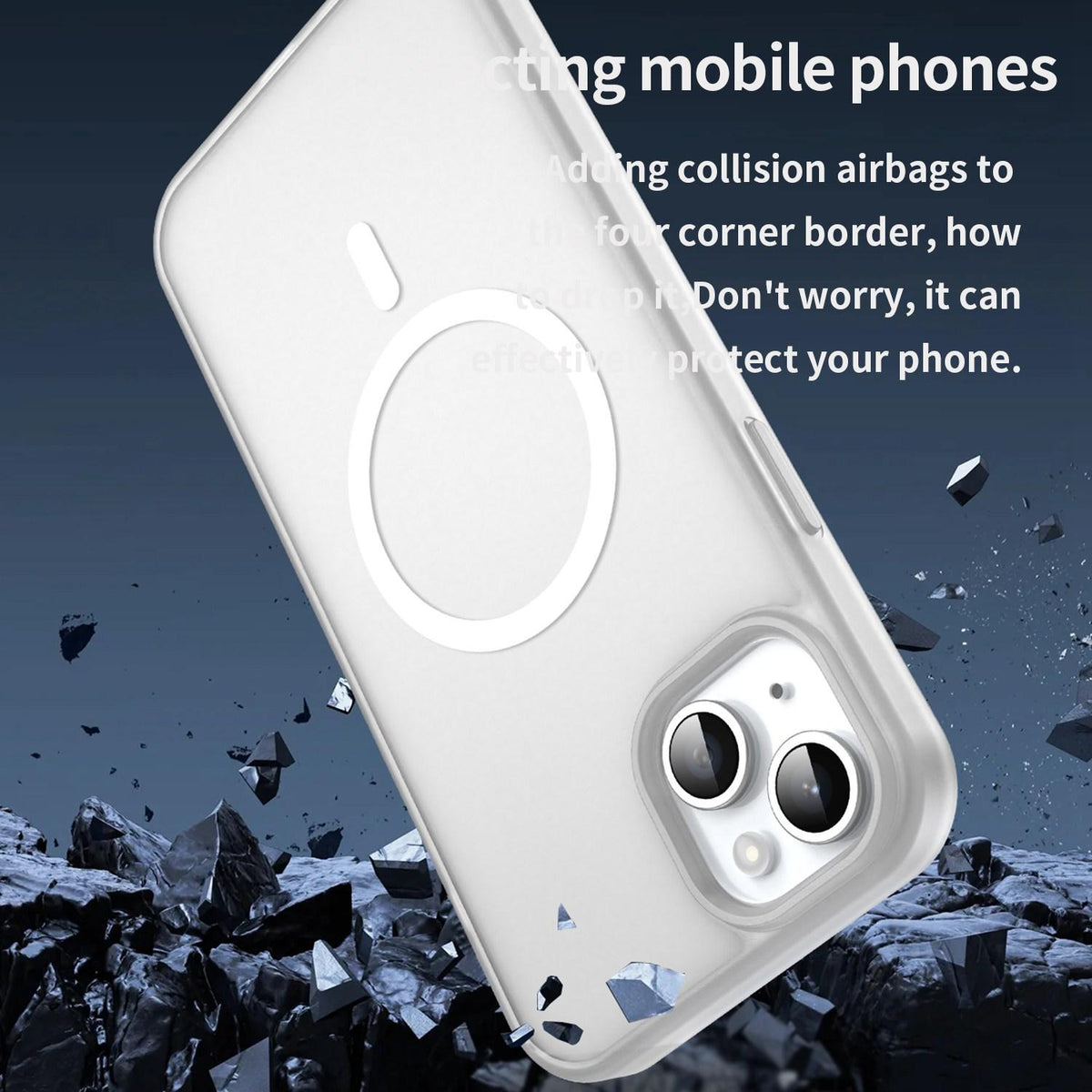 For iPhone 14 Plus Fanying Series Precision Camera Hole PC Hybrid TPU Translucent Frosted Magnetic Phone Case - Matte White - EDA009893305J