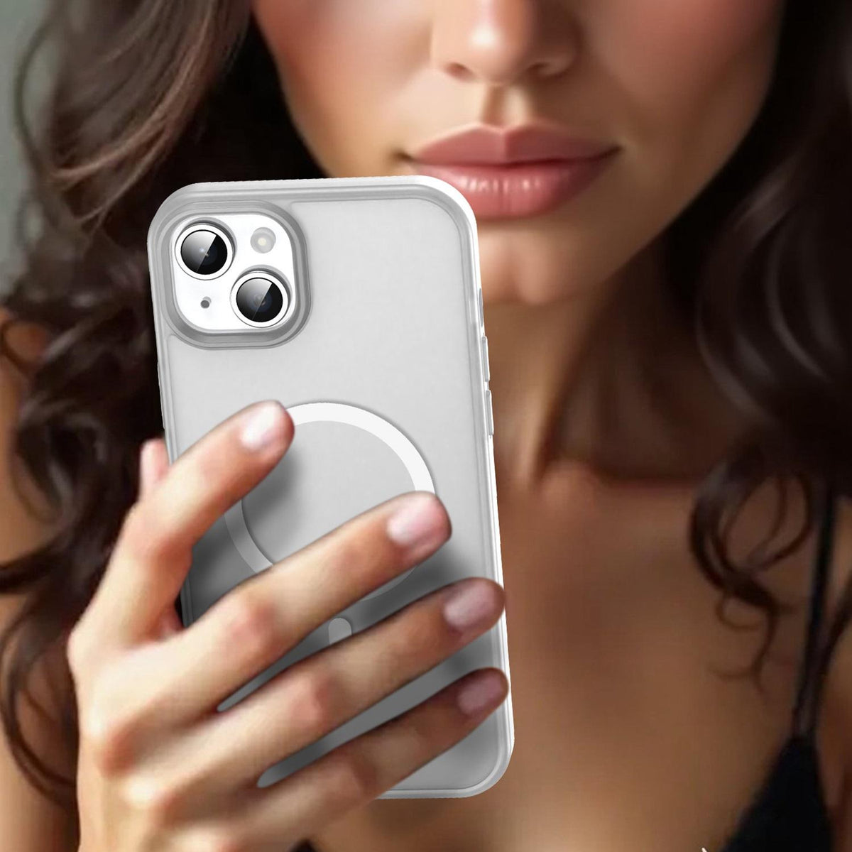 For iPhone 14 Plus Fanying Series Precision Camera Hole PC Hybrid TPU Translucent Frosted Magnetic Phone Case - Matte White - EDA009893305J