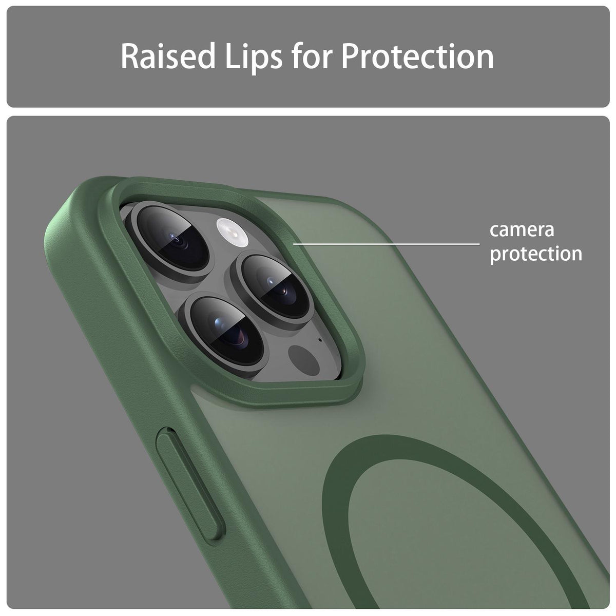 For iPhone 15 Pro Max Fanying Series Precision Camera Hole PC Hybrid TPU Translucent Frosted Magnetic Phone Case - Olive Green - EDA009893309D