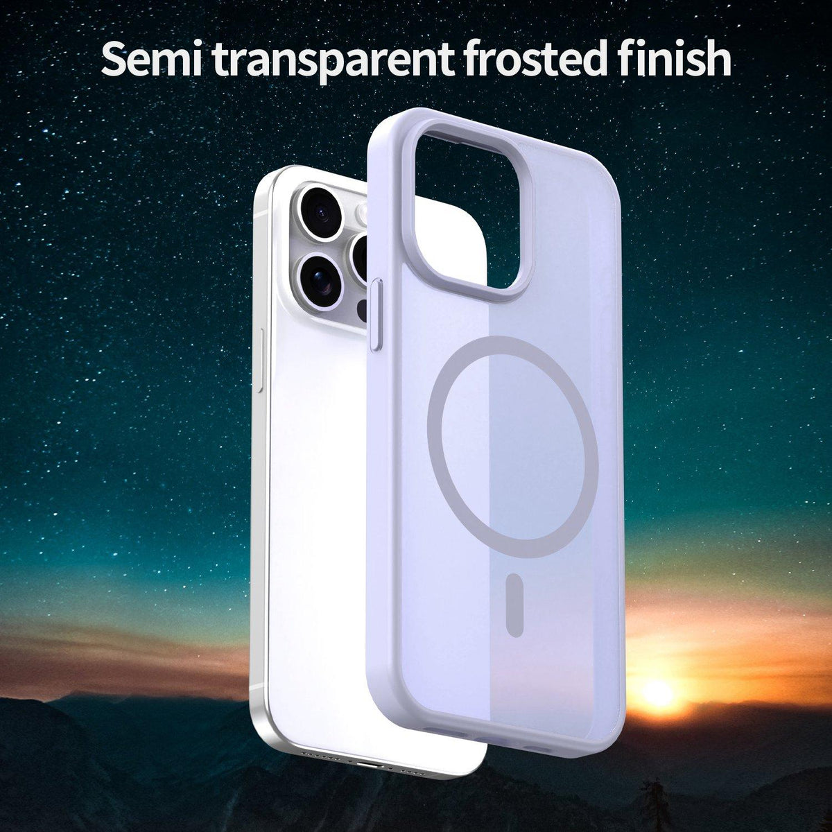 For iPhone 15 Pro Max Fanying Series Precision Camera Hole PC Hybrid TPU Translucent Frosted Magnetic Phone Case - Lavender - EDA009893309H