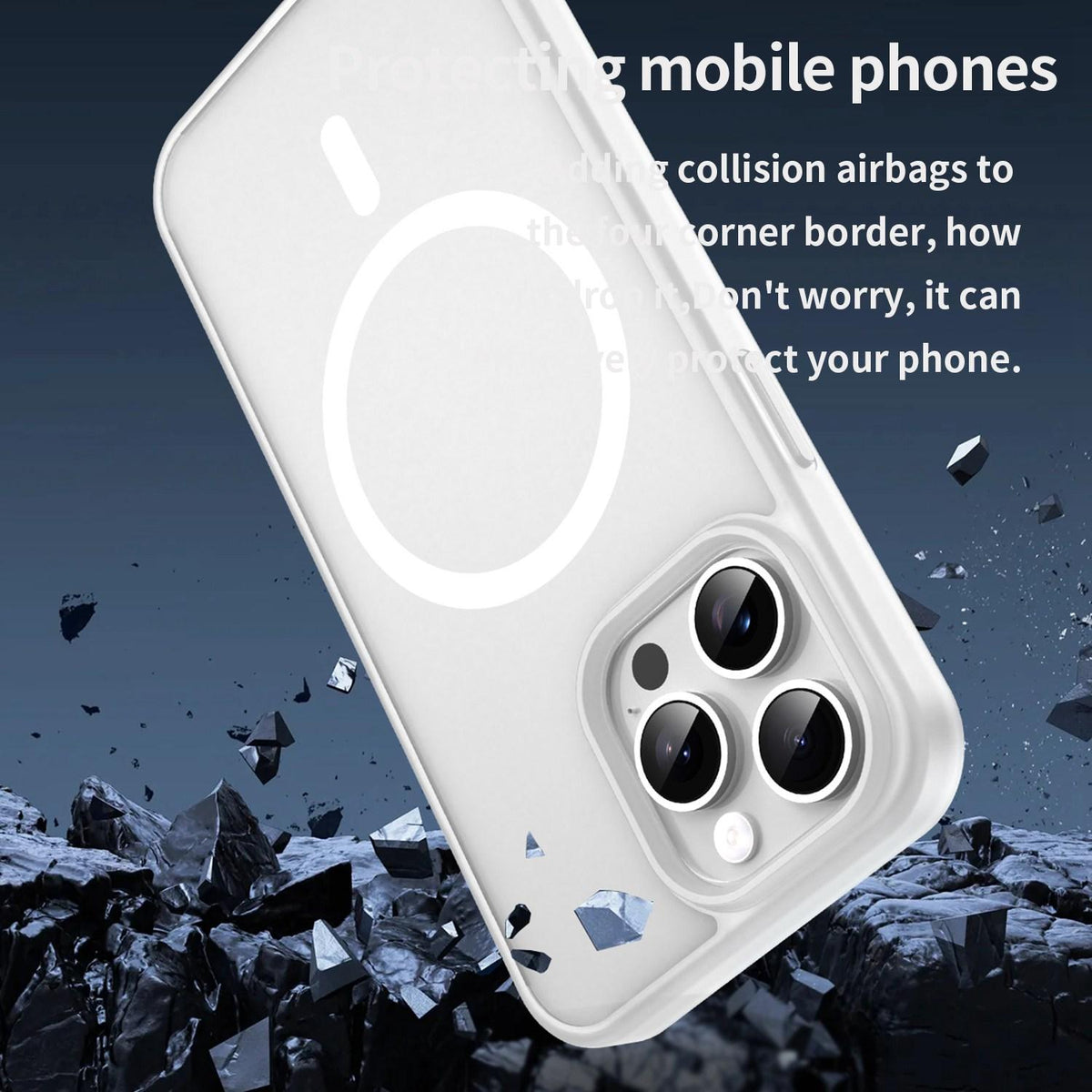 For iPhone 15 Pro Max Fanying Series Precision Camera Hole PC Hybrid TPU Translucent Frosted Magnetic Phone Case - Matte White - EDA009893309J