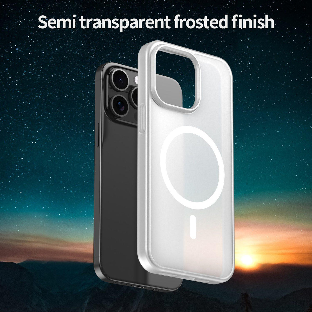 For iPhone 15 Pro Max Fanying Series Precision Camera Hole PC Hybrid TPU Translucent Frosted Magnetic Phone Case - Matte White - EDA009893309J