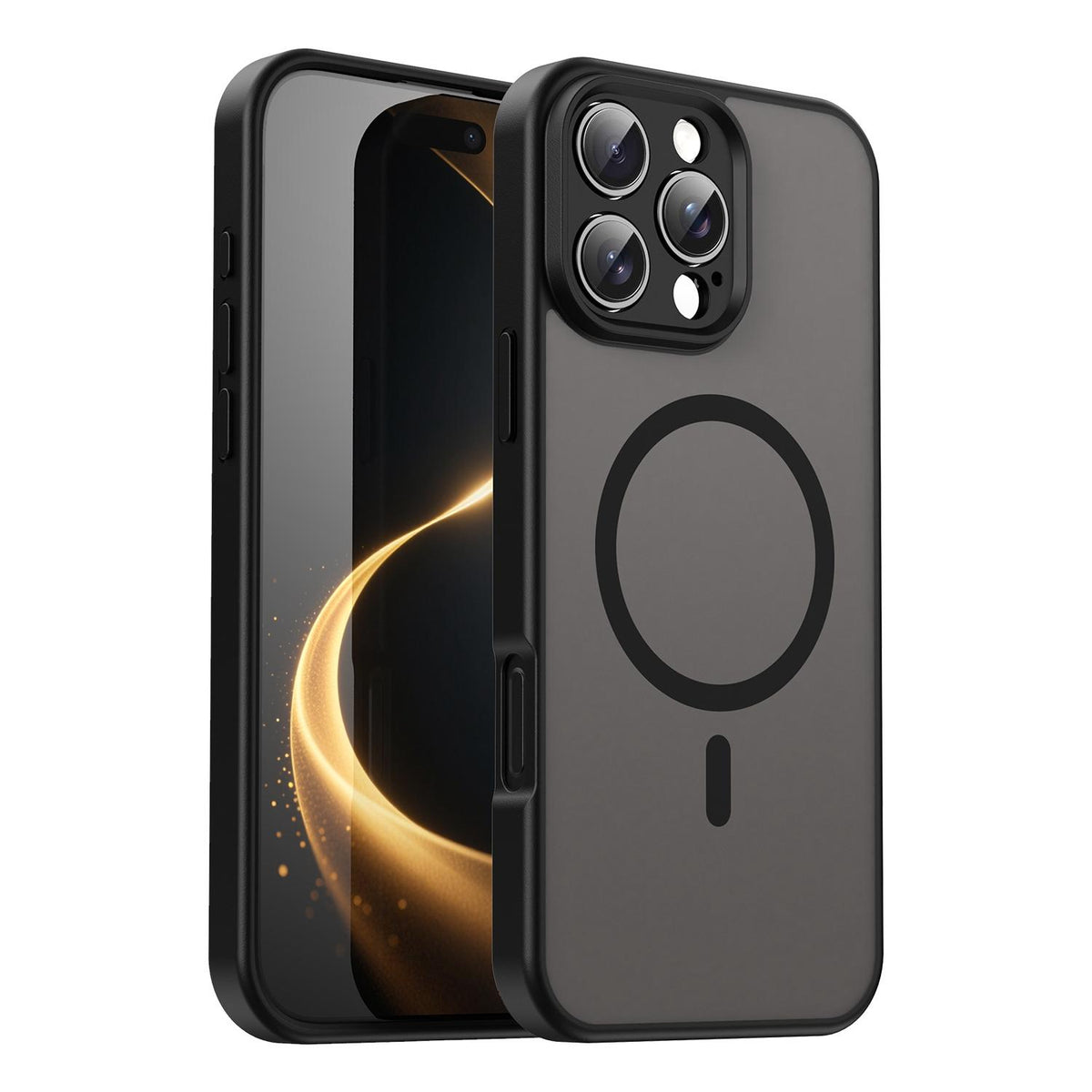 For iPhone 16 Pro Max Fanying Series Precision Camera Hole PC Hybrid TPU Translucent Frosted Magnetic Phone Case - Translucent Black - EDA009893315A