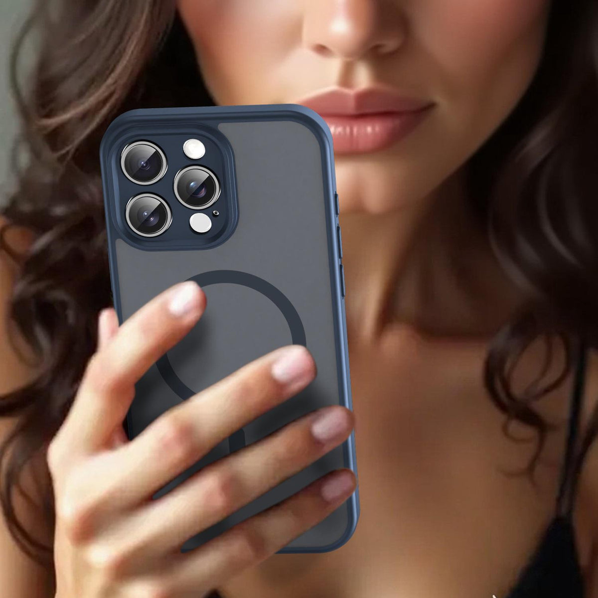 For iPhone 16 Pro Max Fanying Series Precision Camera Hole PC Hybrid TPU Translucent Frosted Magnetic Phone Case - Cyan Blue - EDA009893315C