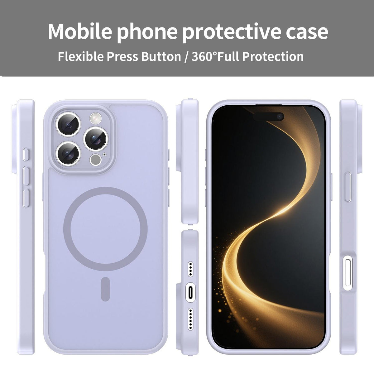 For iPhone 16 Pro Max Fanying Series Precision Camera Hole PC Hybrid TPU Translucent Frosted Magnetic Phone Case - Lavender - EDA009893315H